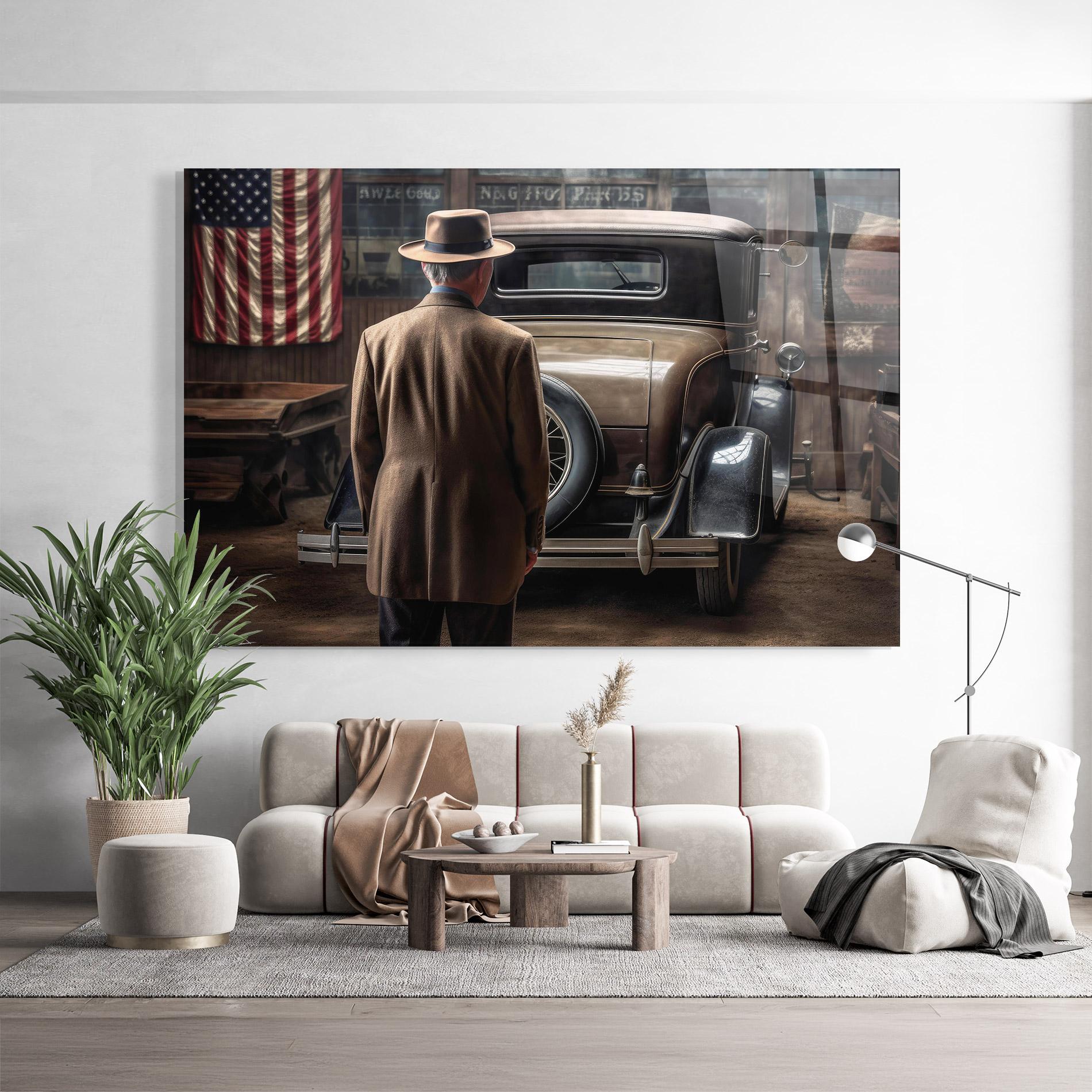 Tablou Sticla American Vintage Car mockup 9