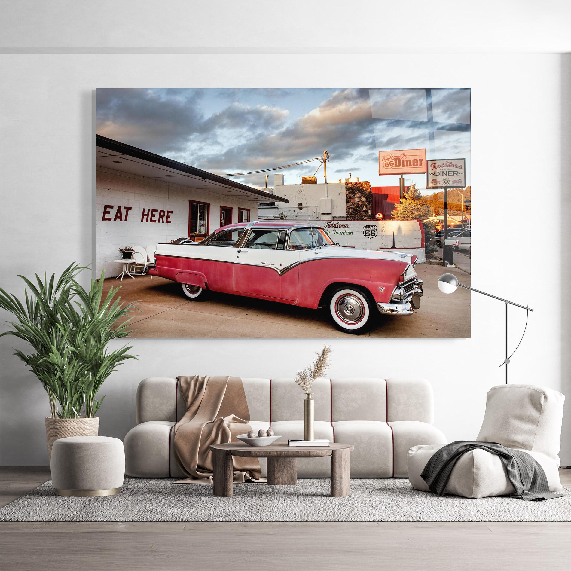 Tablou Sticla Cloud Old Car mockup 9