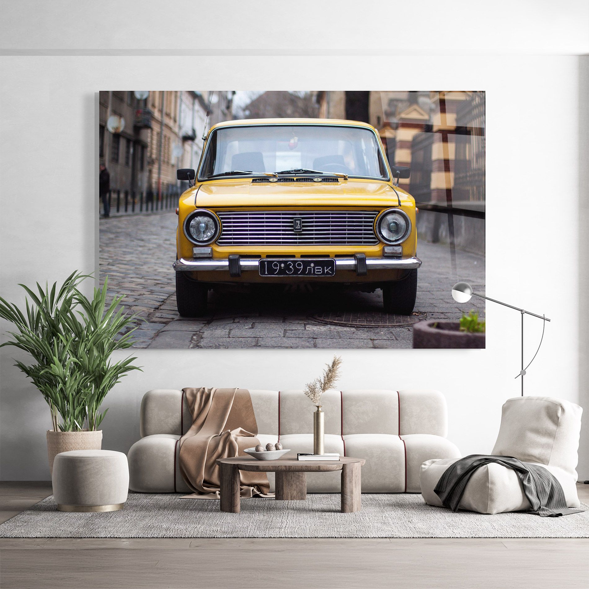 Old Yellow Car mockup 9