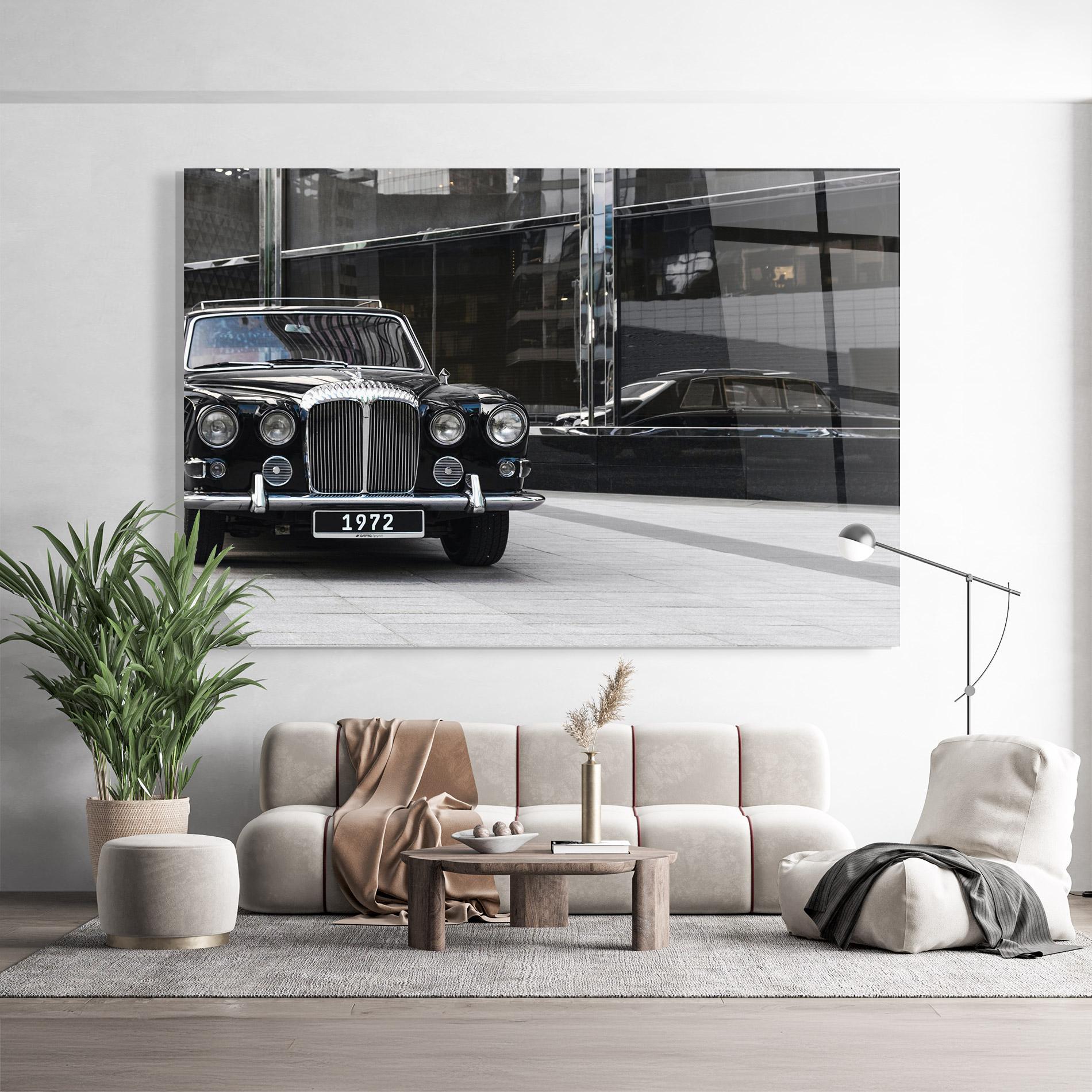 Tablou Sticla Vintage Black Car mockup 9