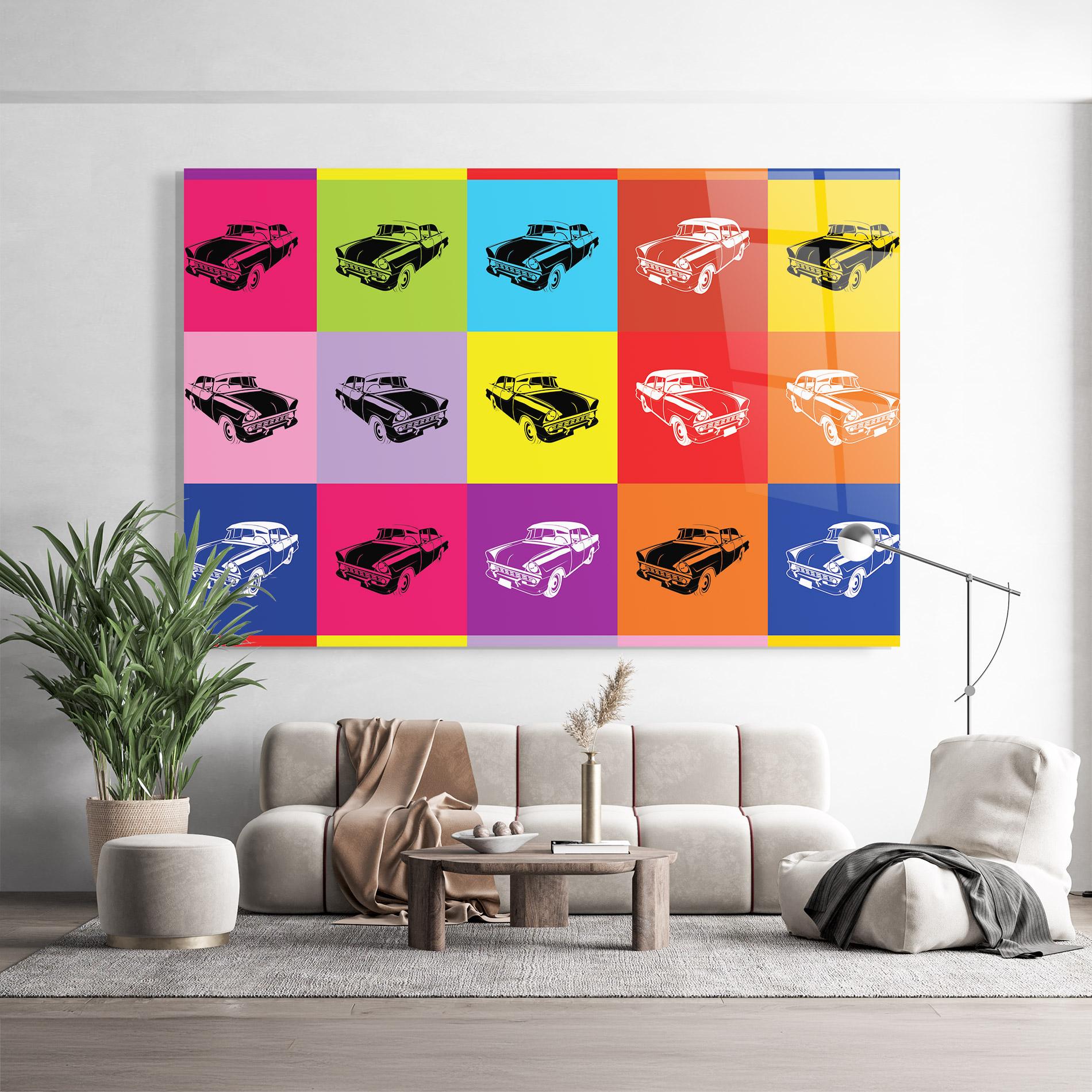 Tablou Sticla Vintage Car Mix mockup 9