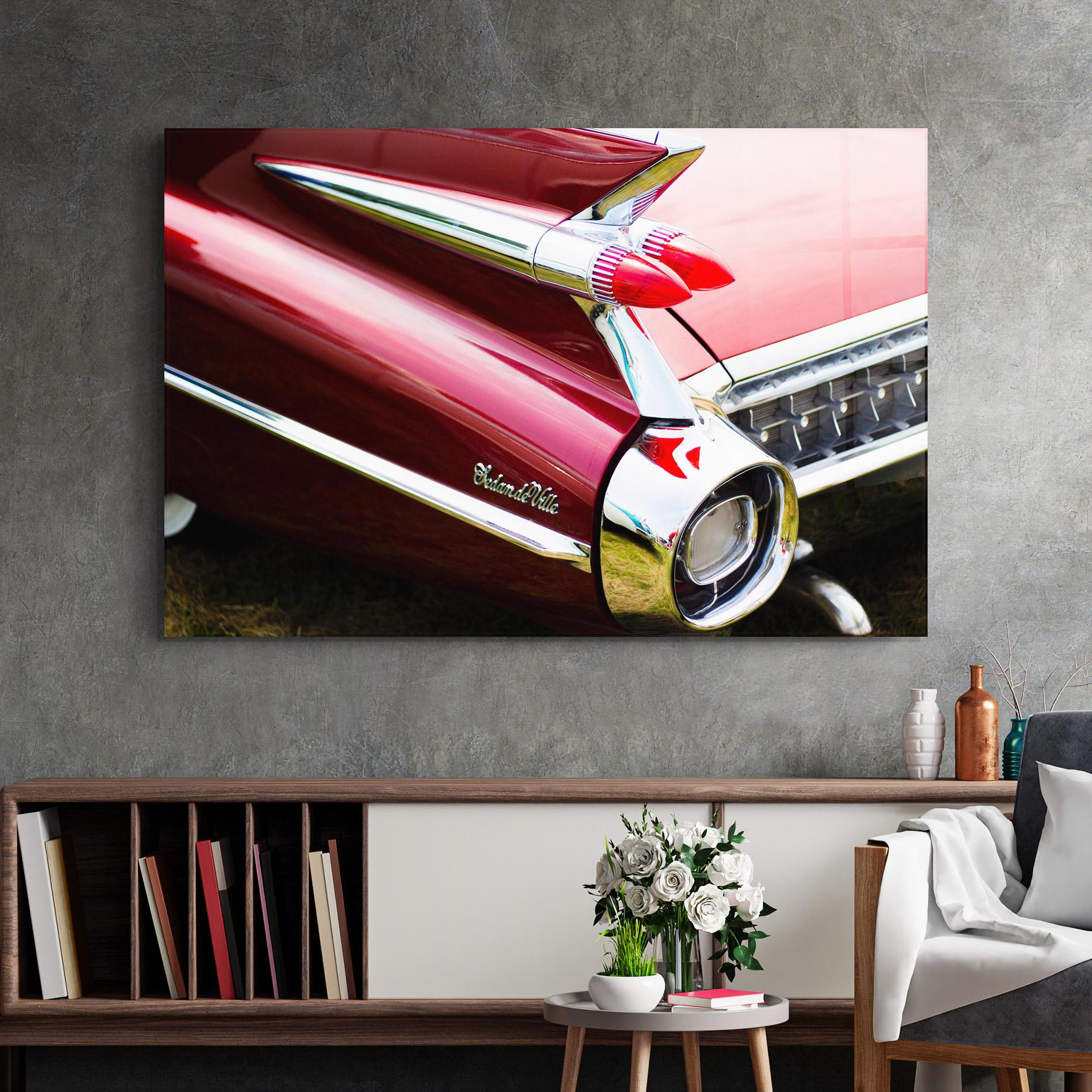 Tablou Sticla Closeup Car Red mockup 2