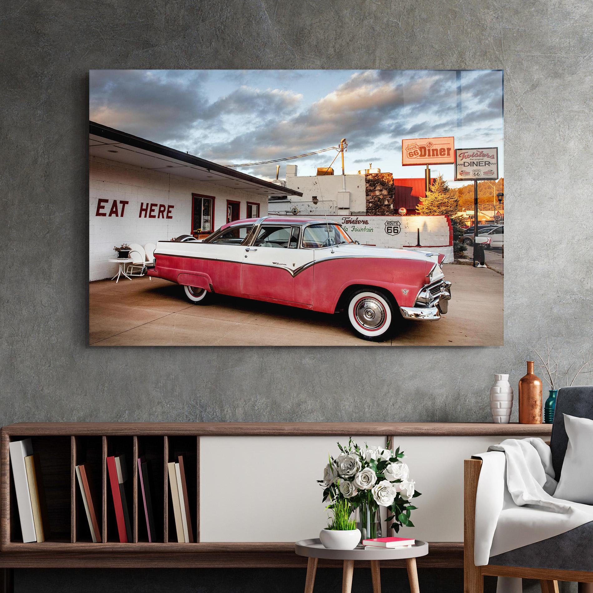 Tablou Sticla Cloud Old Car mockup 2