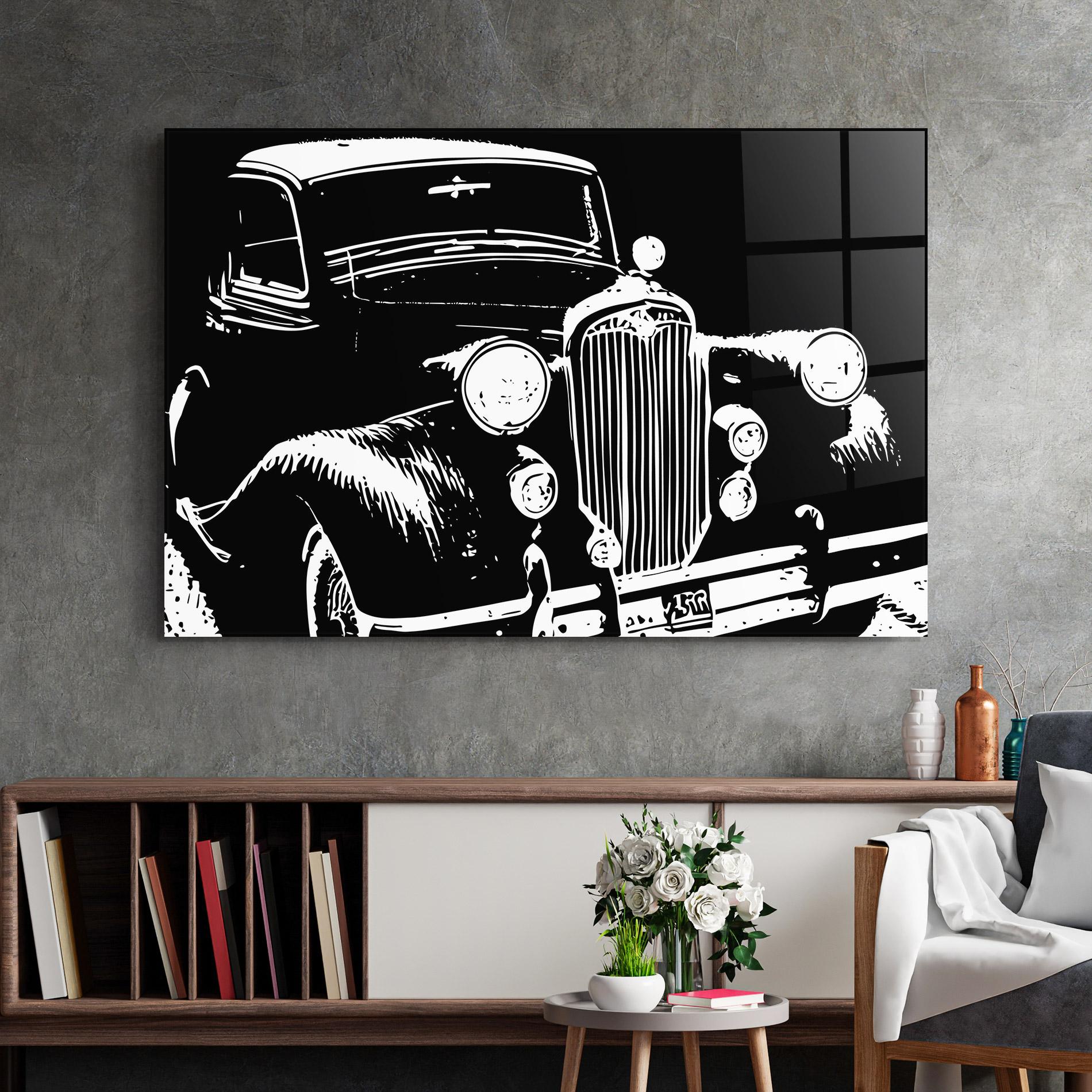 Tablou Sticla Old Car mockup 2