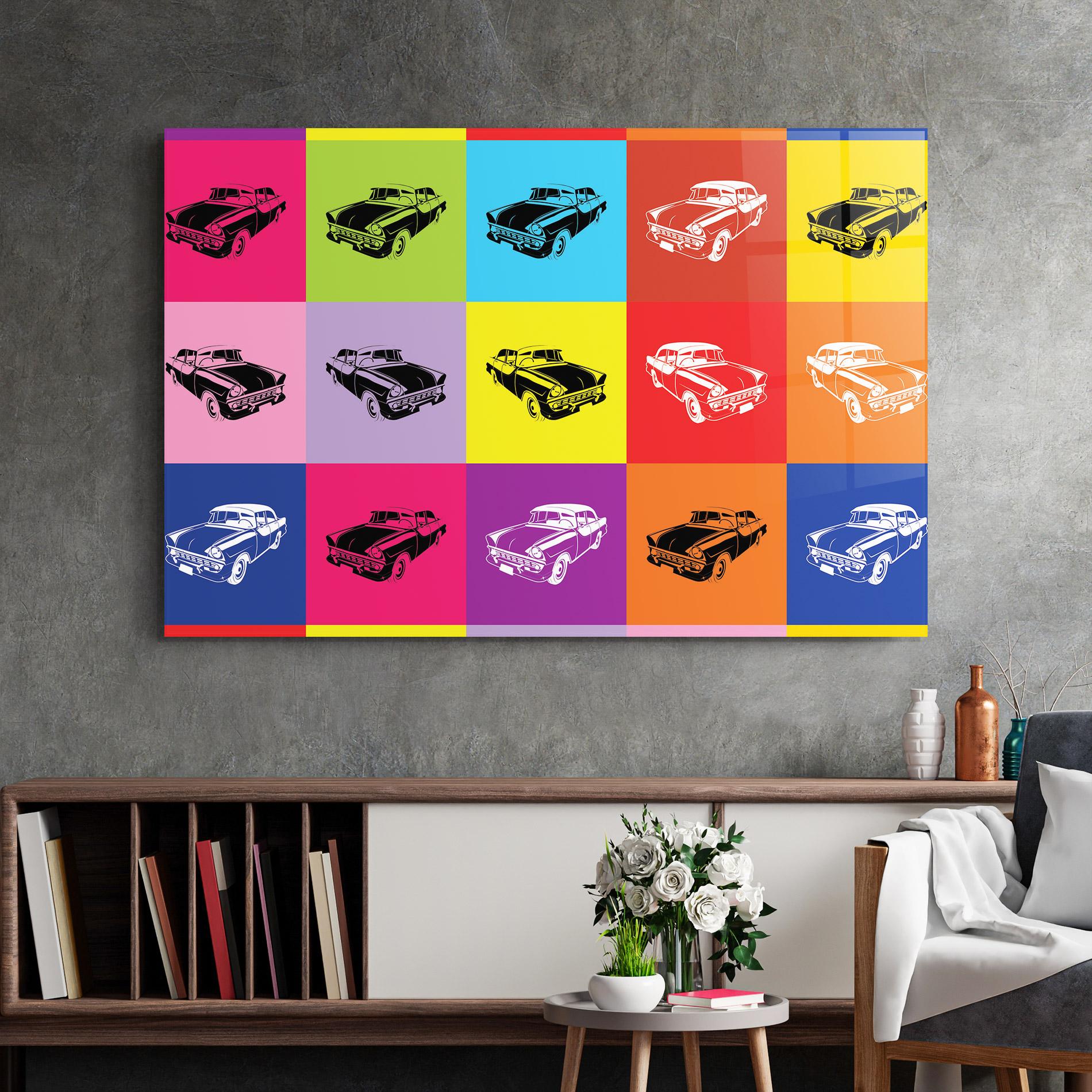 Tablou Sticla Vintage Car Mix mockup 2