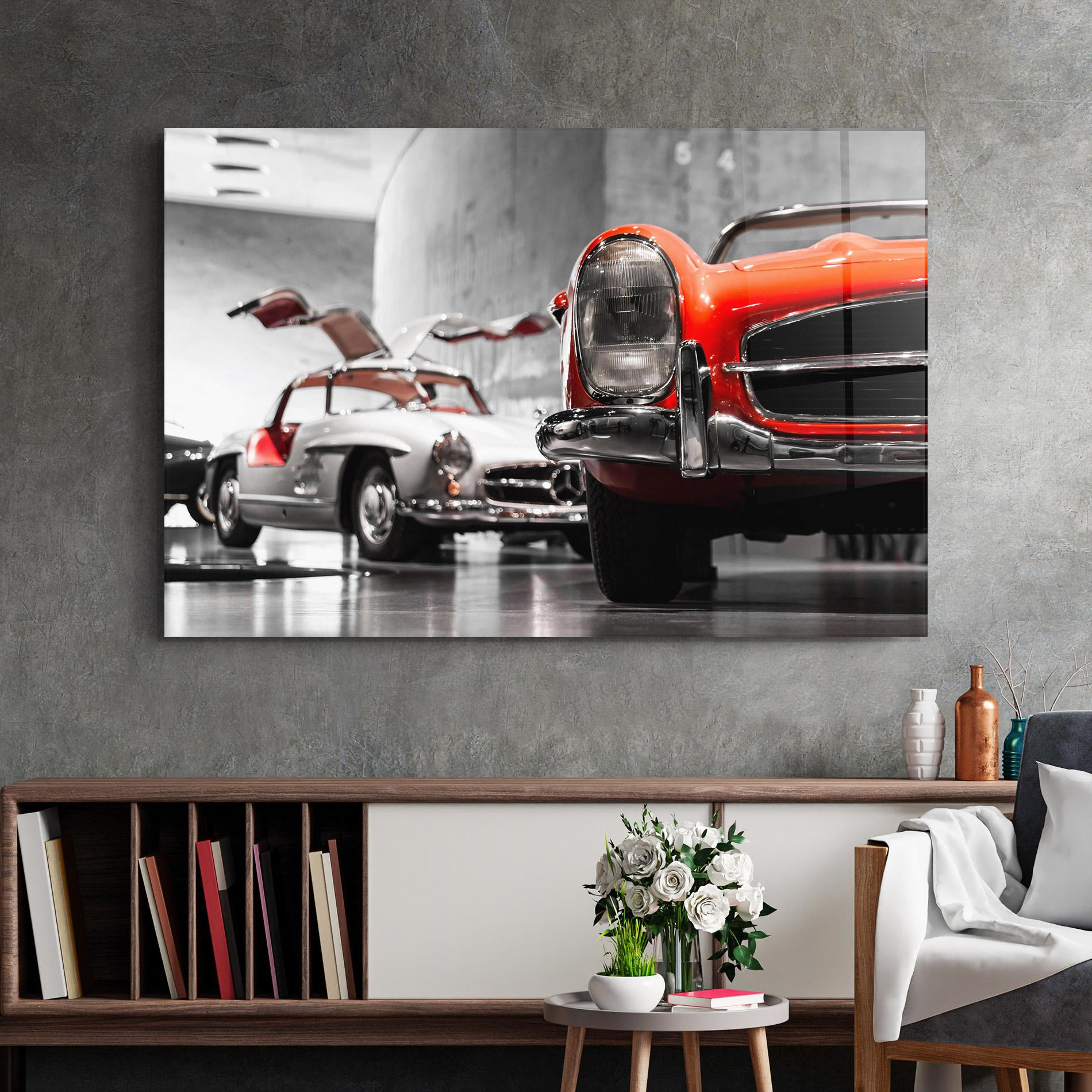 Tablou Sticla Vintage Red White mockup 2