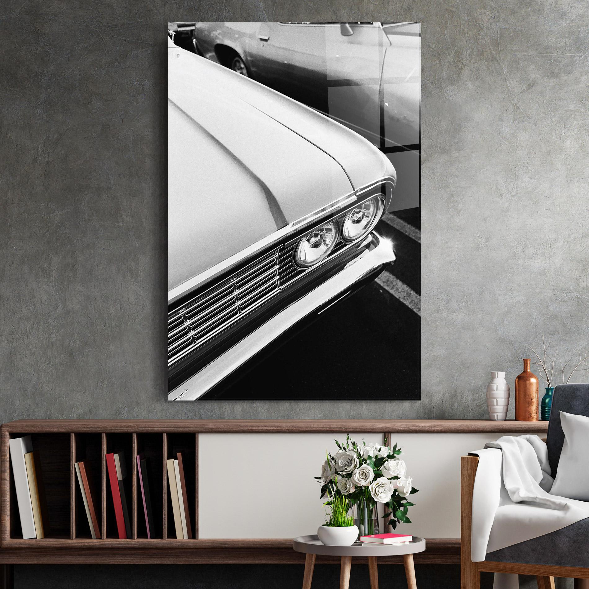 Tablou Sticla Grey Vintage Car mockup 2