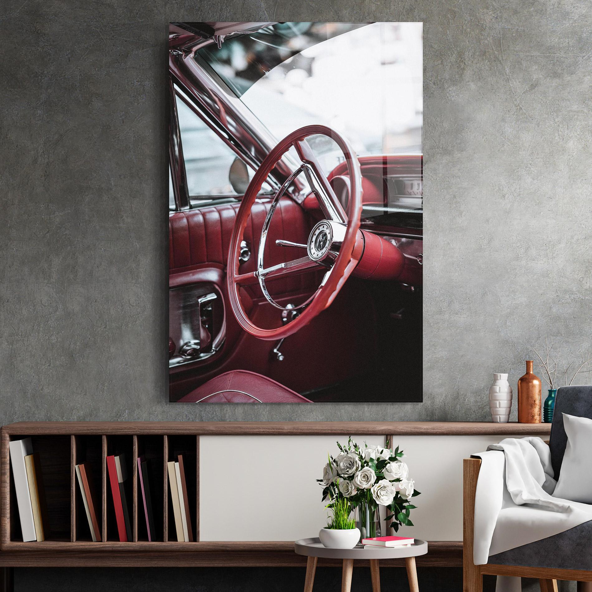 Tablou Sticla Red Steering Wheel mockup 2
