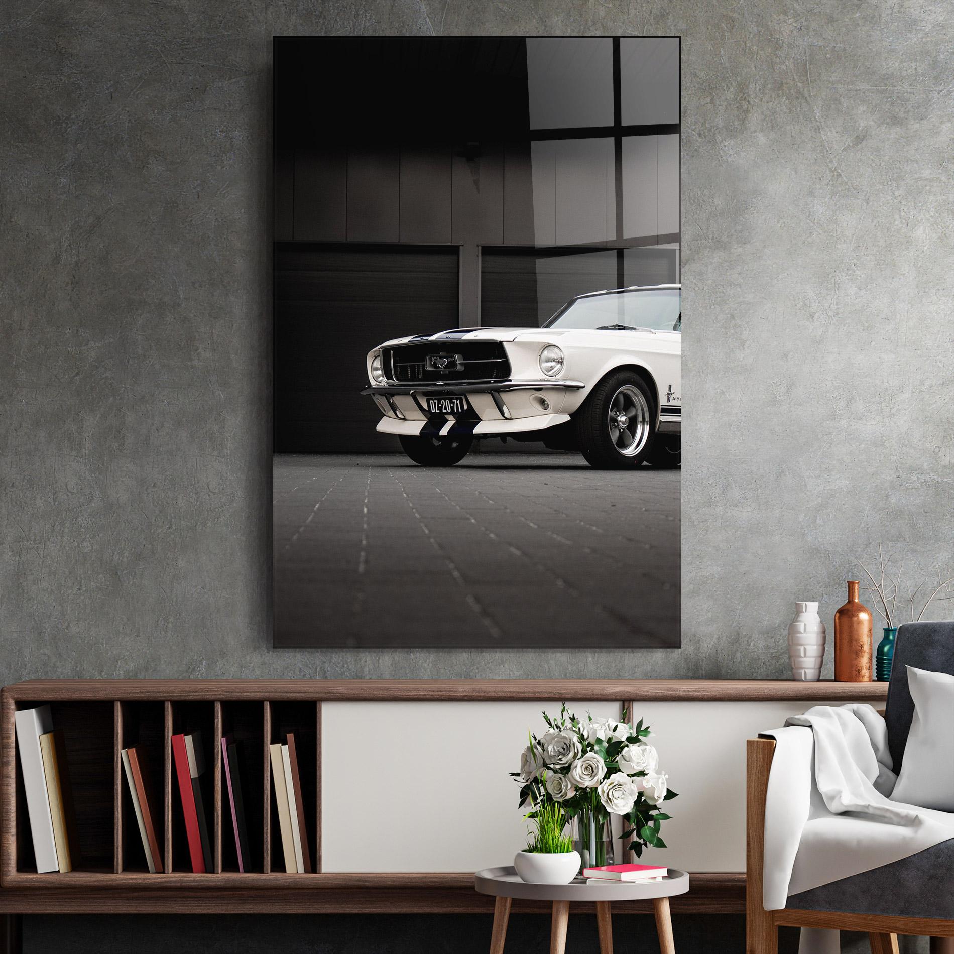 Tablou Sticla White Vintage Car mockup 2
