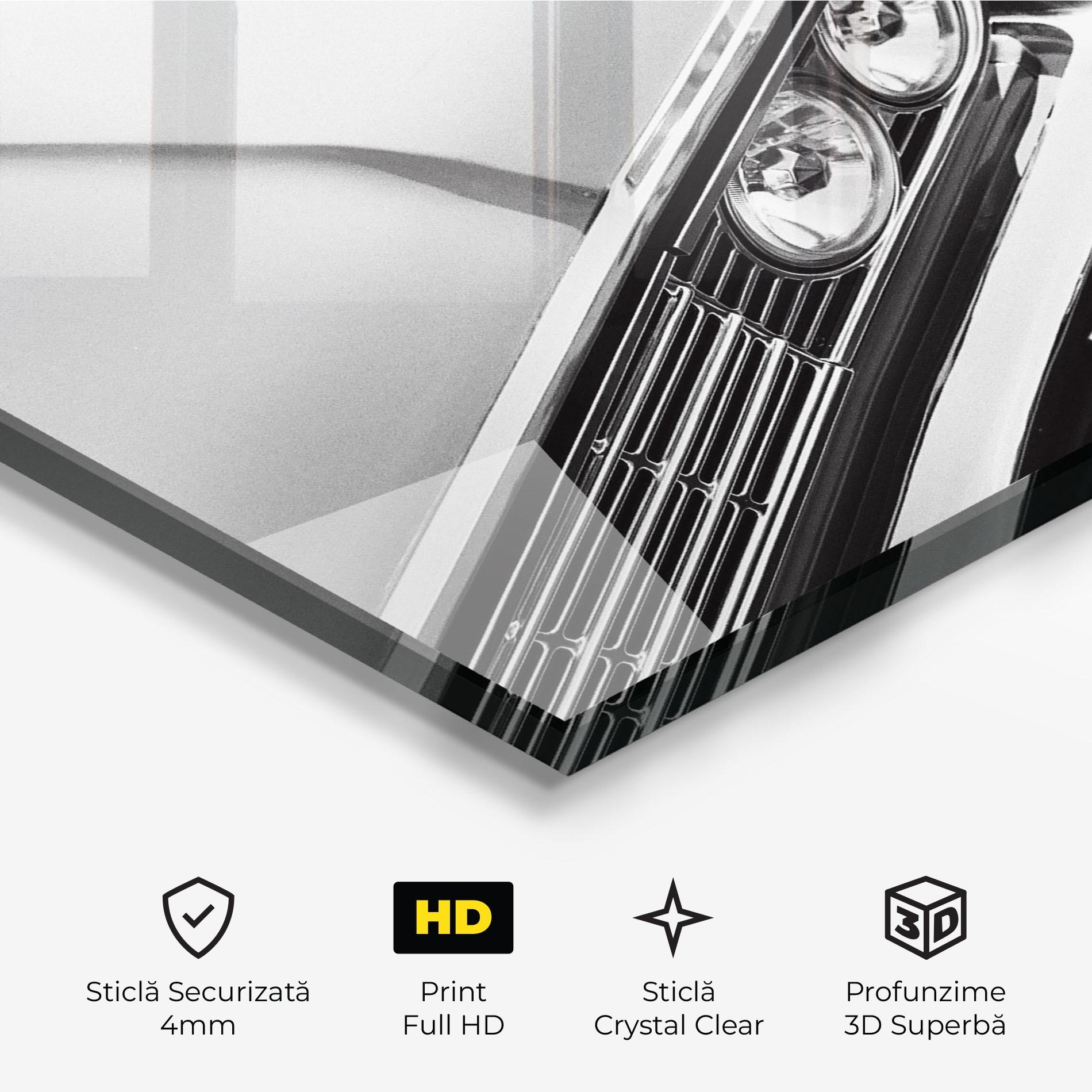 Tablou Sticla Grey Vintage Car mockup 3