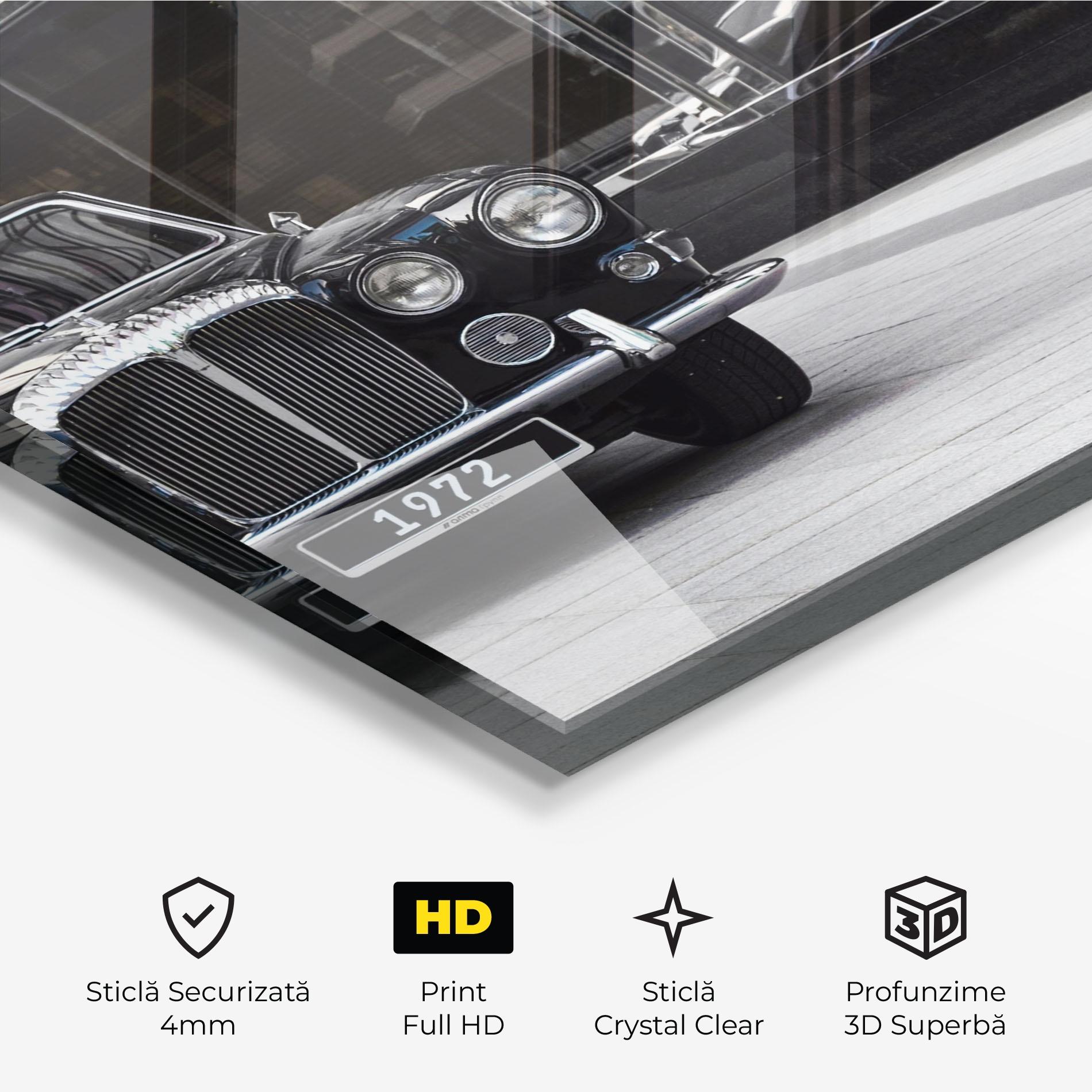 Tablou Sticla Vintage Black Car mockup 3