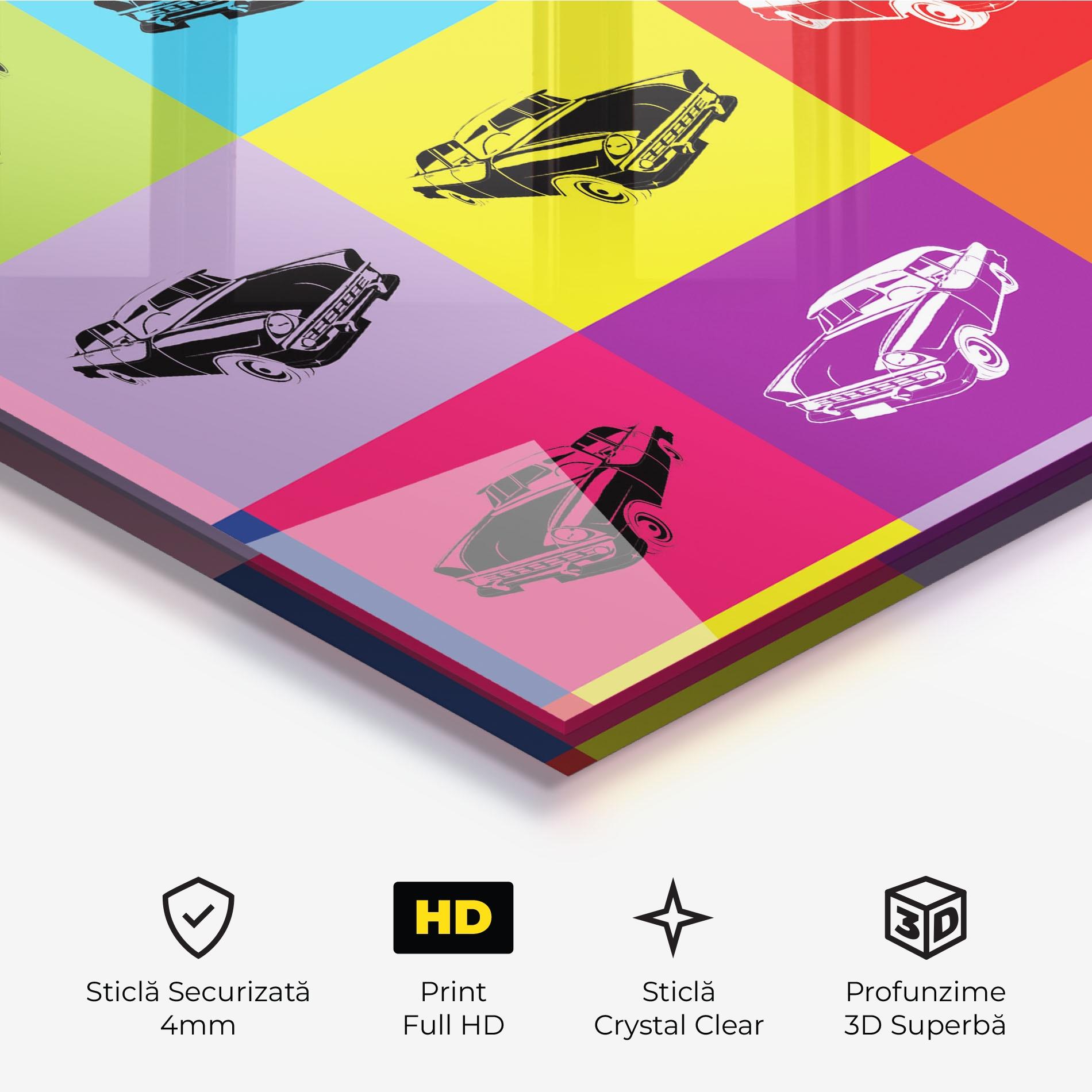 Tablou Sticla Vintage Car Mix mockup 3