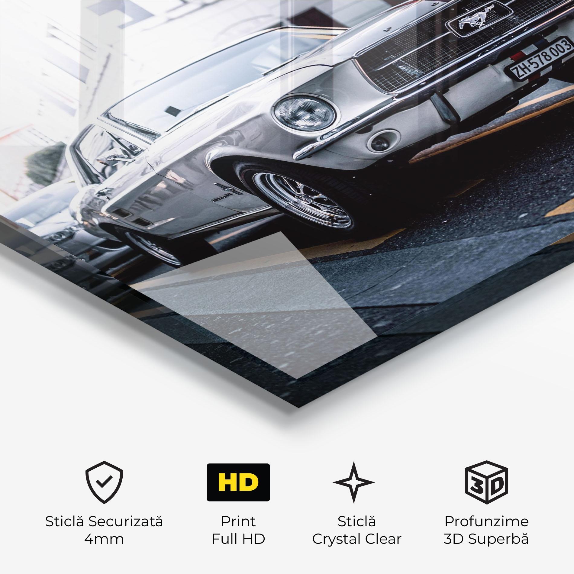 Tablou Sticla Vintage White Car mockup 3