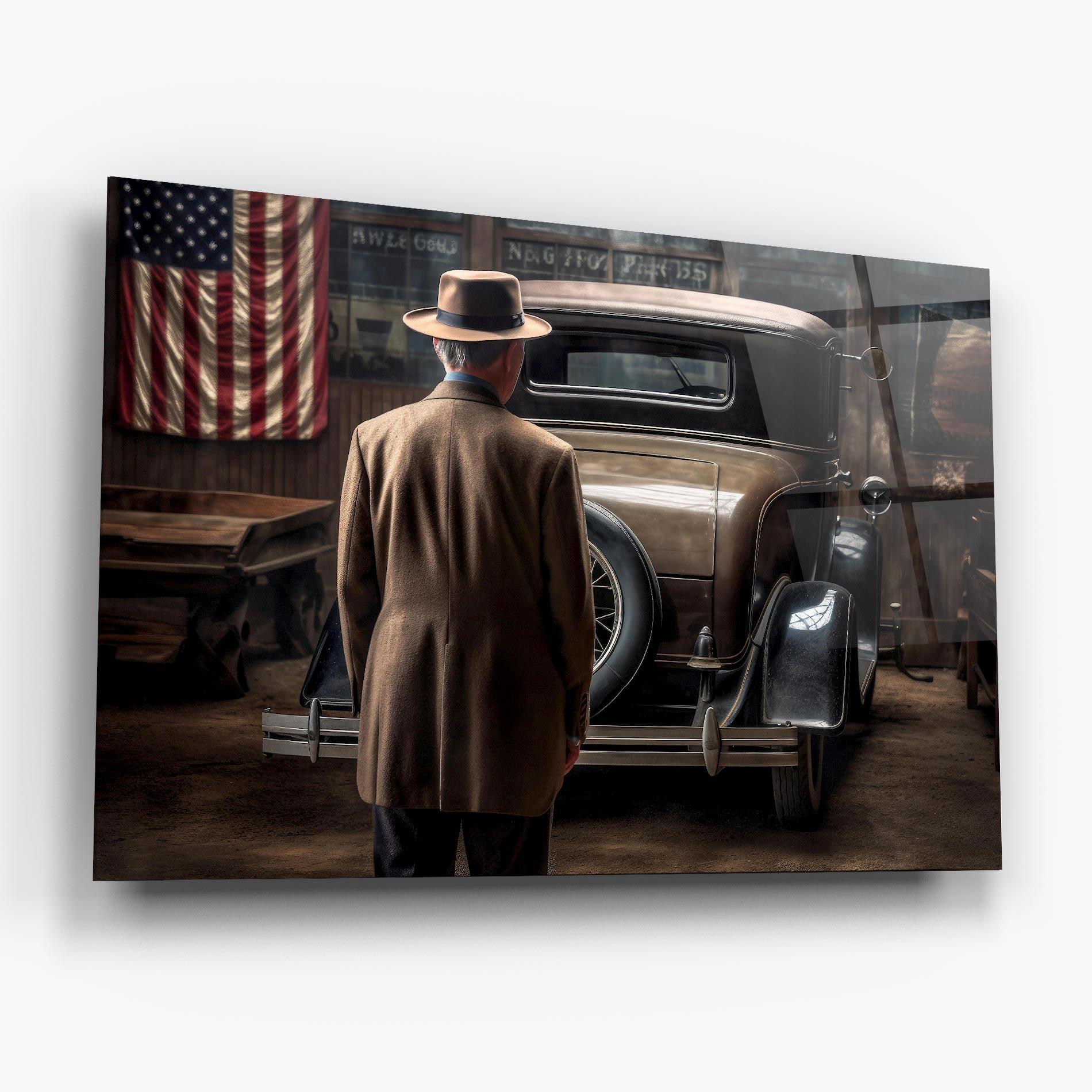 Tablou Sticla American Vintage Car mockup 6