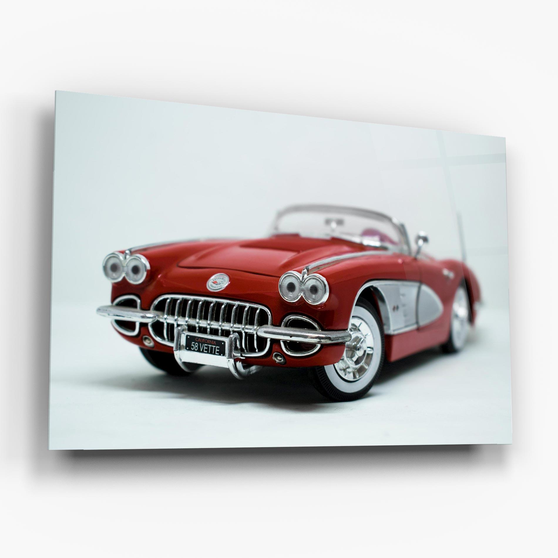 Tablou Sticla Vintage Red Car mockup 6