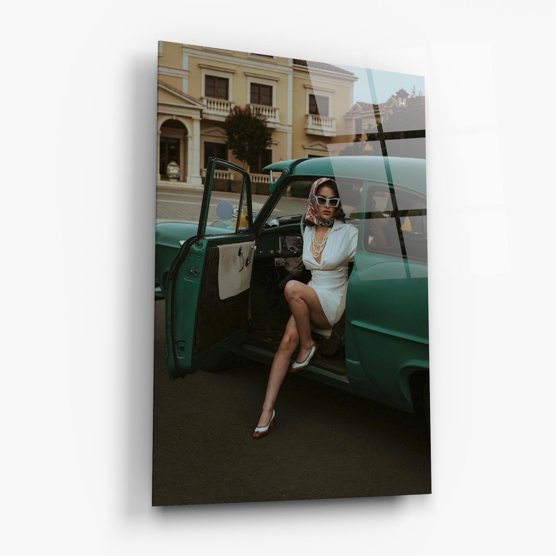 Tablou Sticla Lady Vintage Cat mockup 6