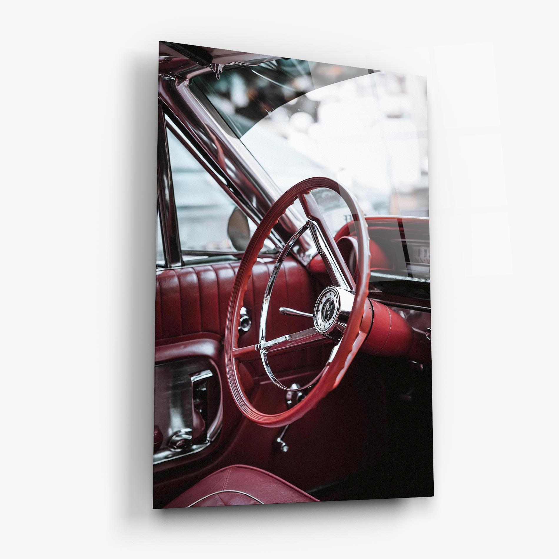 Tablou Sticla Red Steering Wheel mockup 6