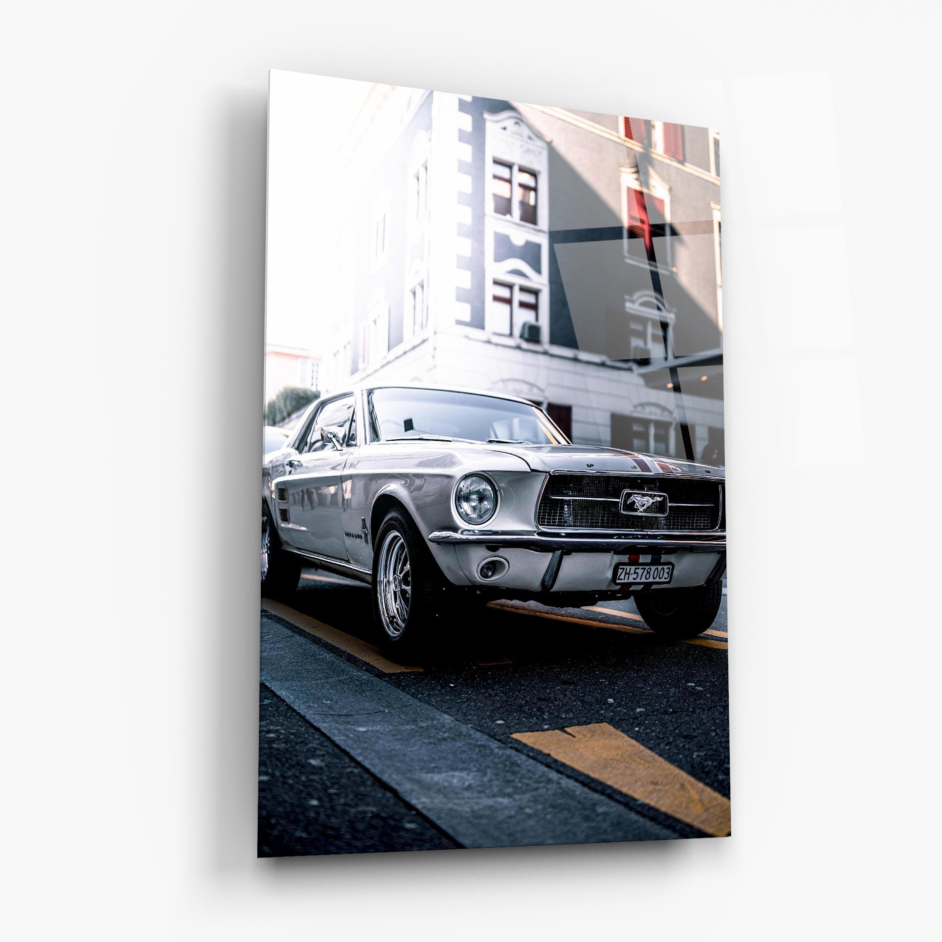 Tablou Sticla Vintage White Car mockup 6