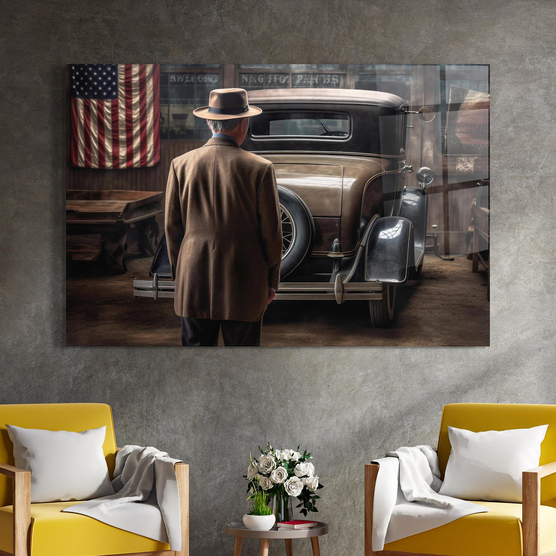 Tablou Sticla American Vintage Car mockup 4