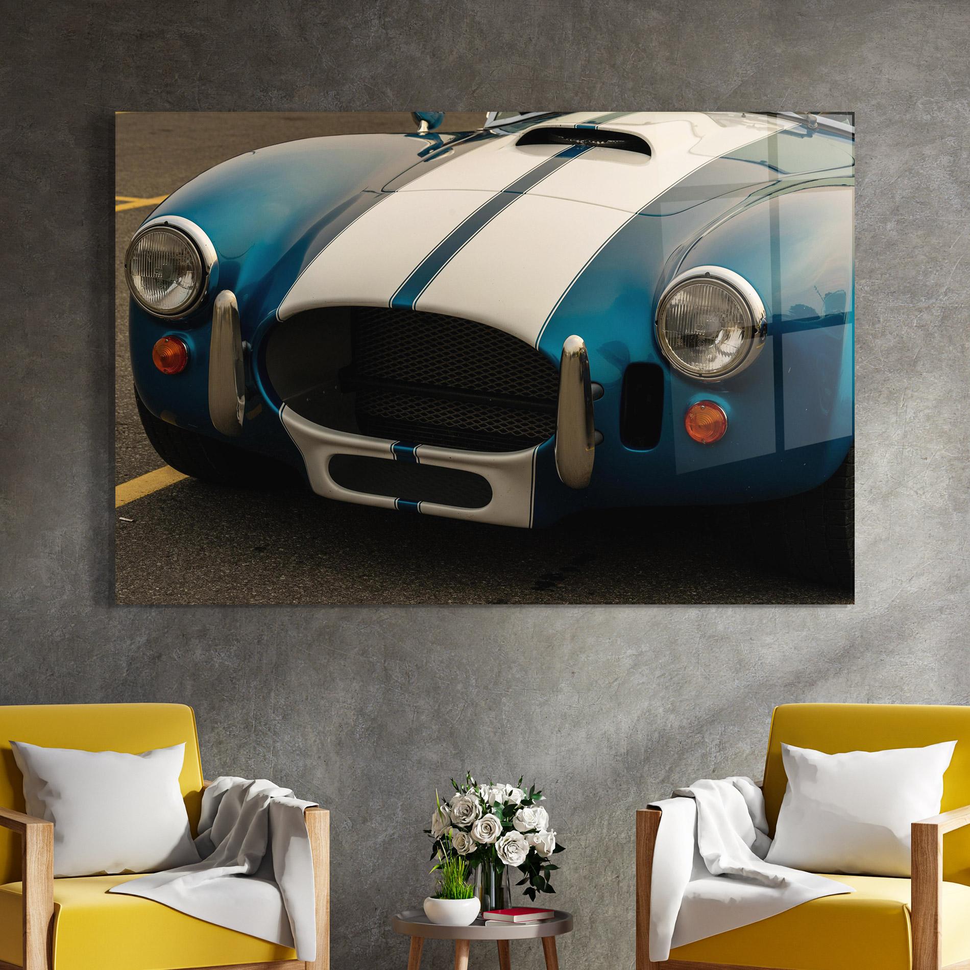 Tablou Sticla Blue Vintage Car mockup 4