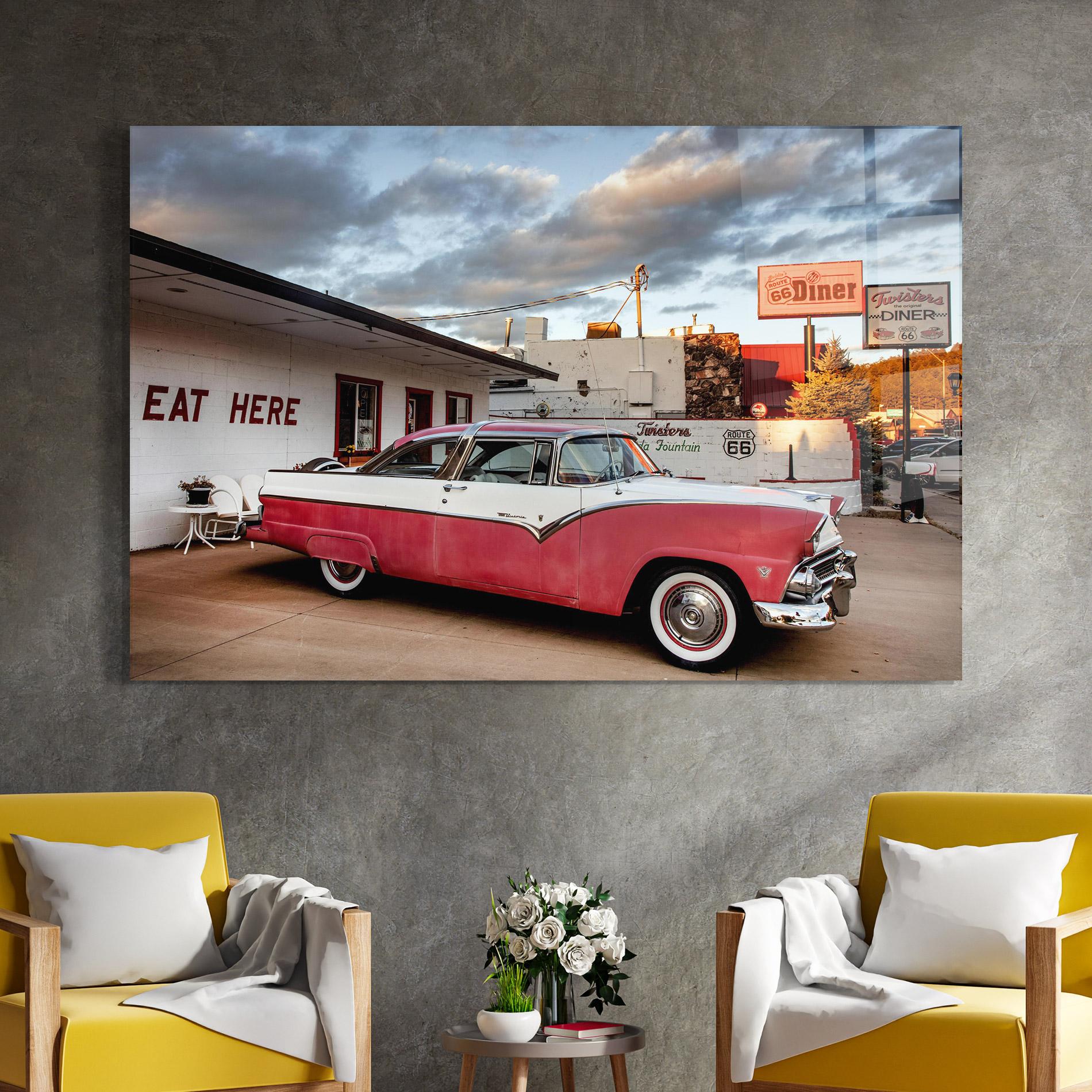 Tablou Sticla Cloud Old Car mockup 4