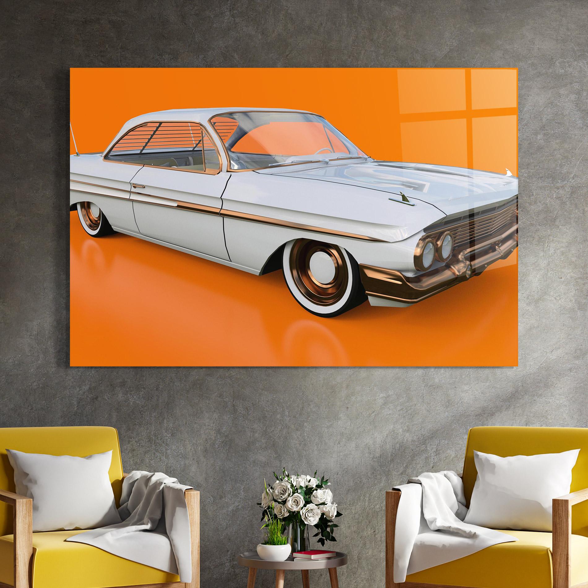 Tablou Sticla Old American Car mockup 4