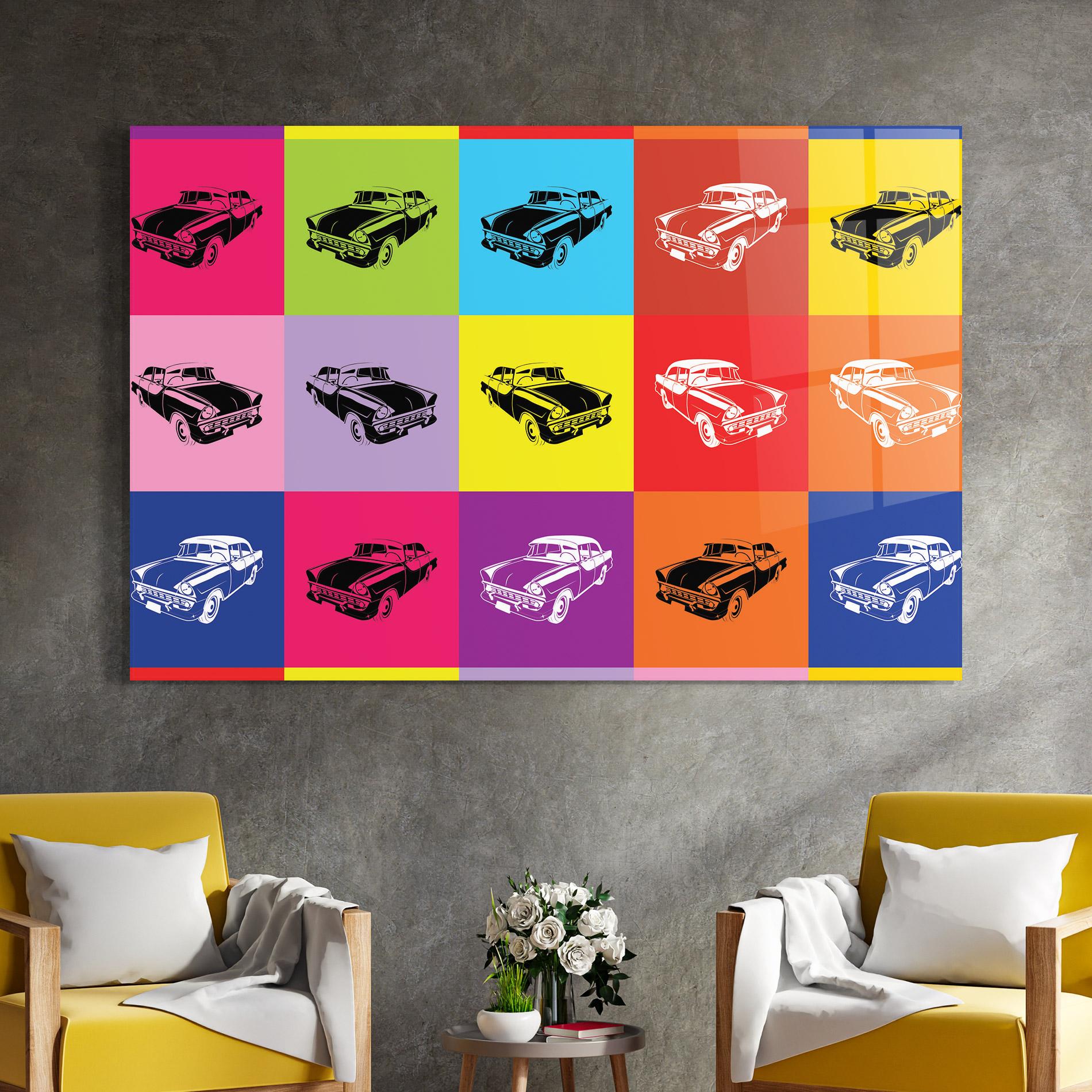 Tablou Sticla Vintage Car Mix mockup 4