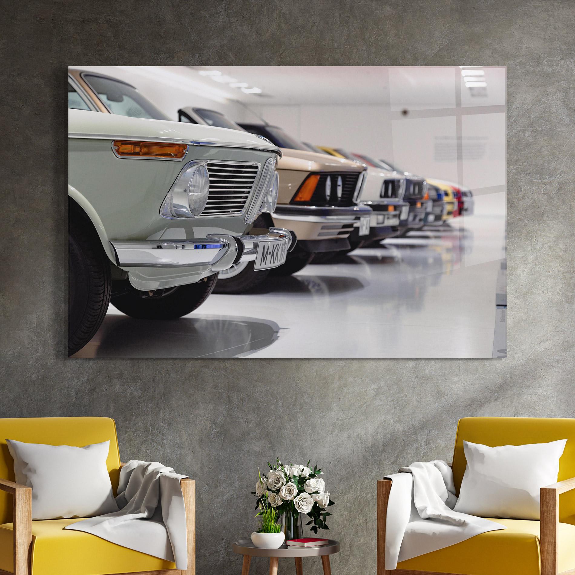 Tablou Sticla Vintage Cream Cars mockup 4