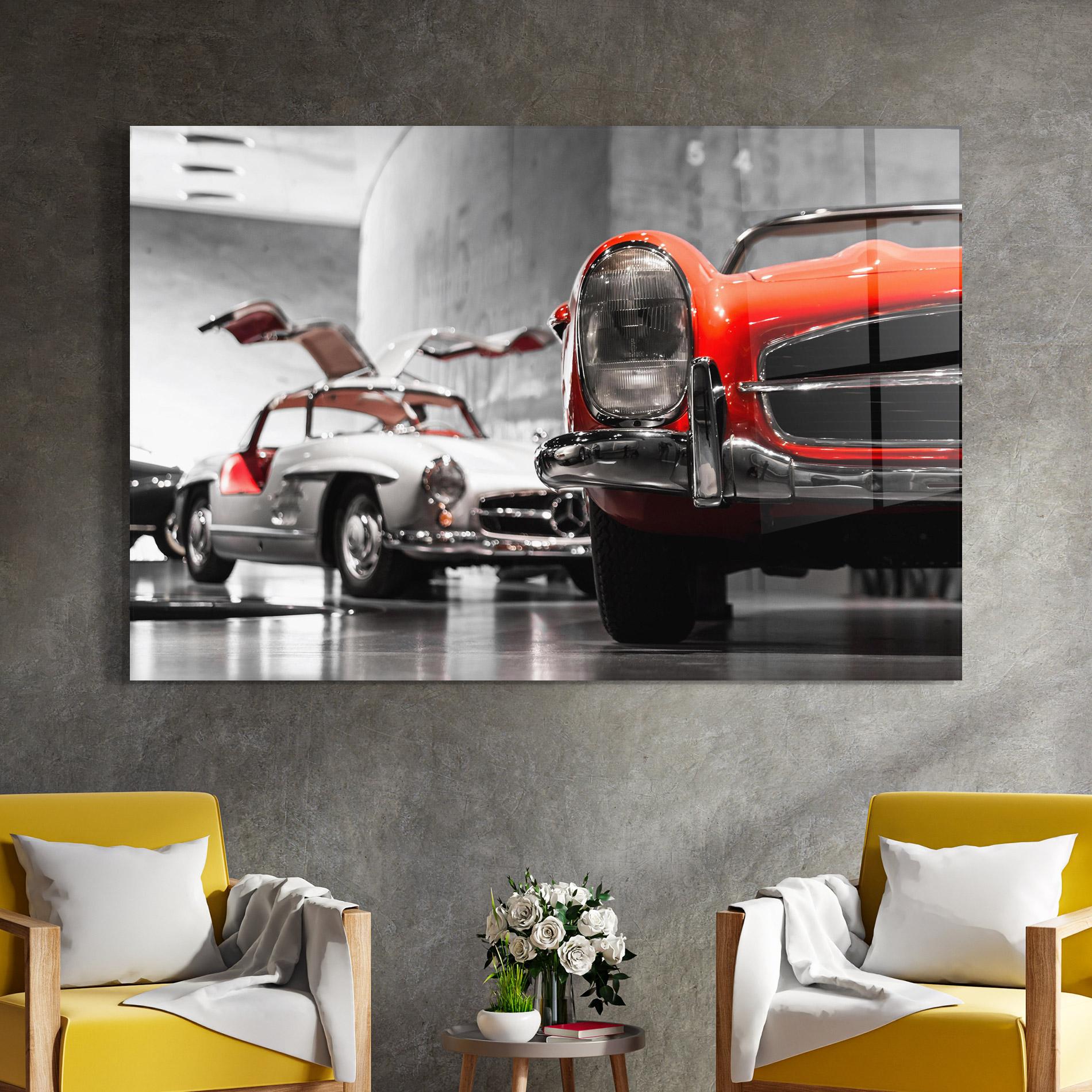 Tablou Sticla Vintage Red White mockup 4