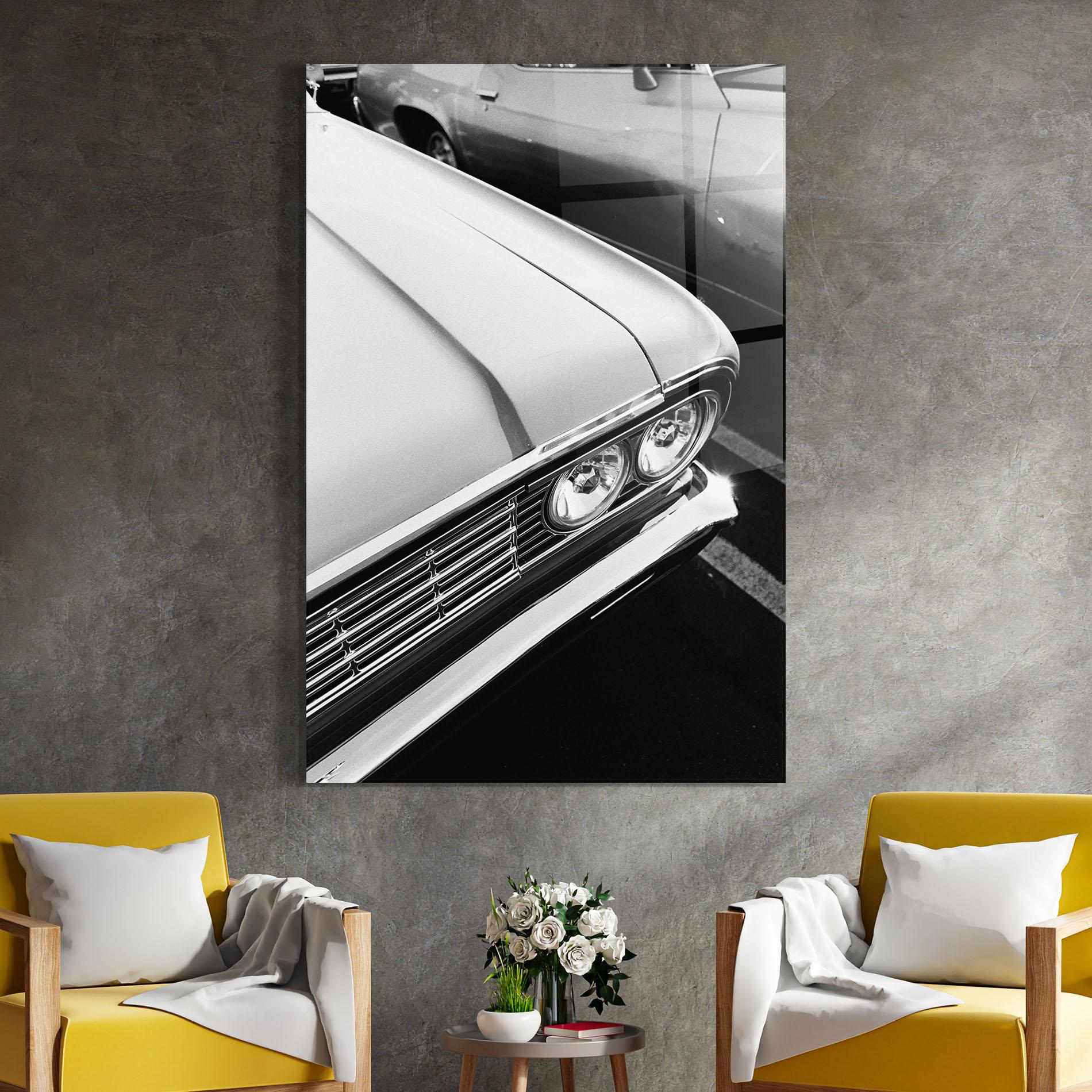 Tablou Sticla Grey Vintage Car mockup 4