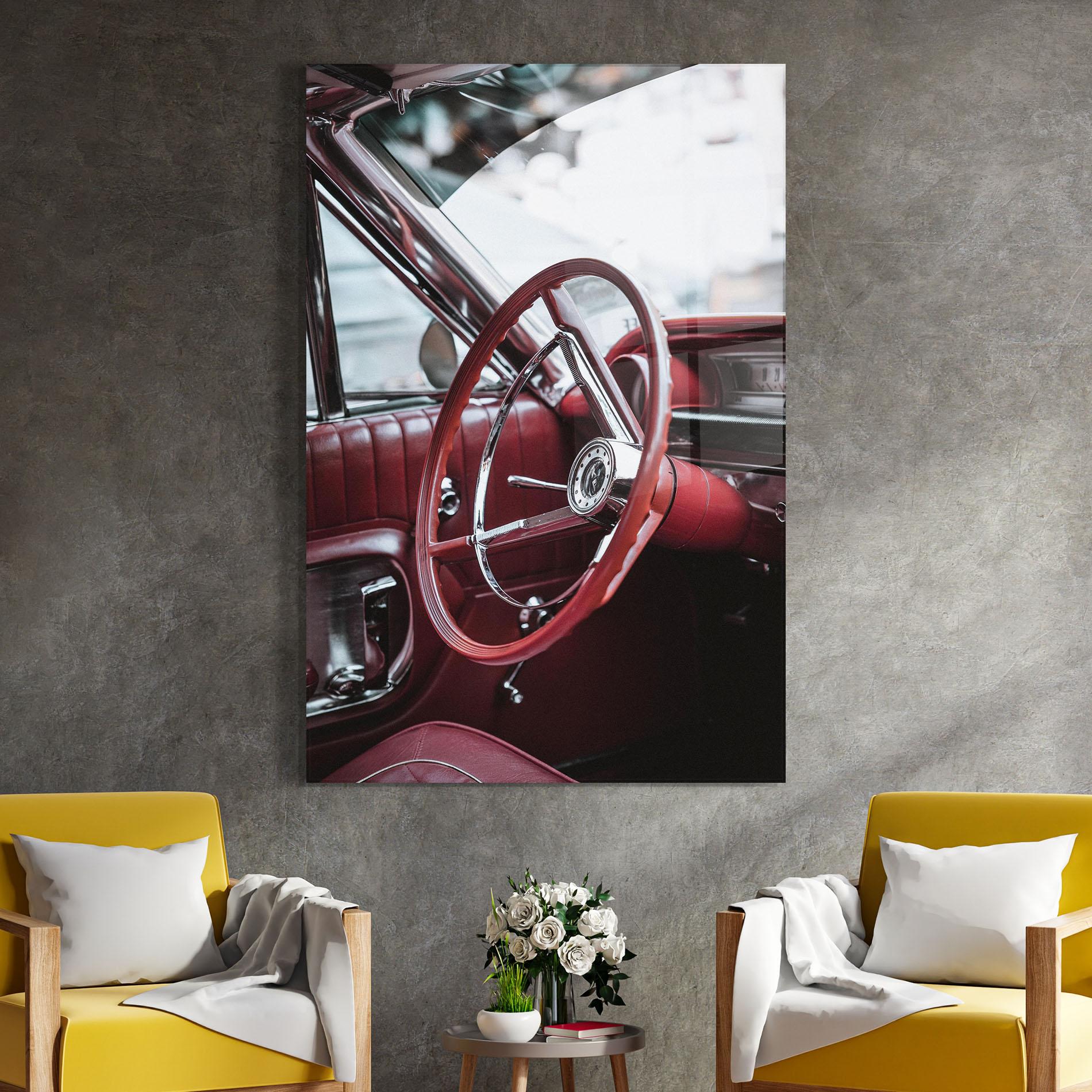 Tablou Sticla Red Steering Wheel mockup 4