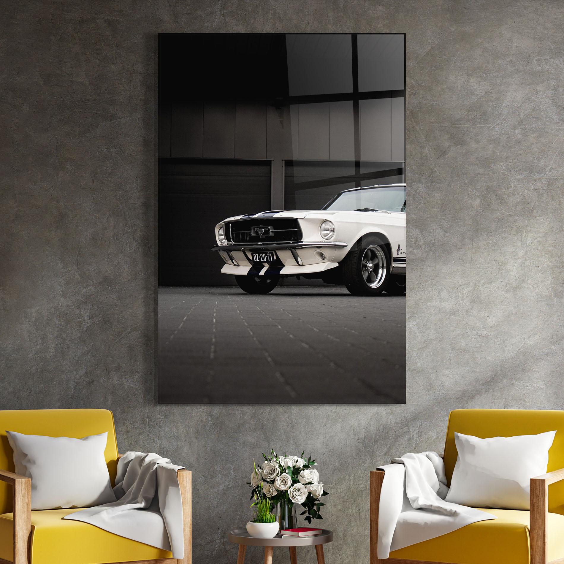 Tablou Sticla White Vintage Car mockup 4