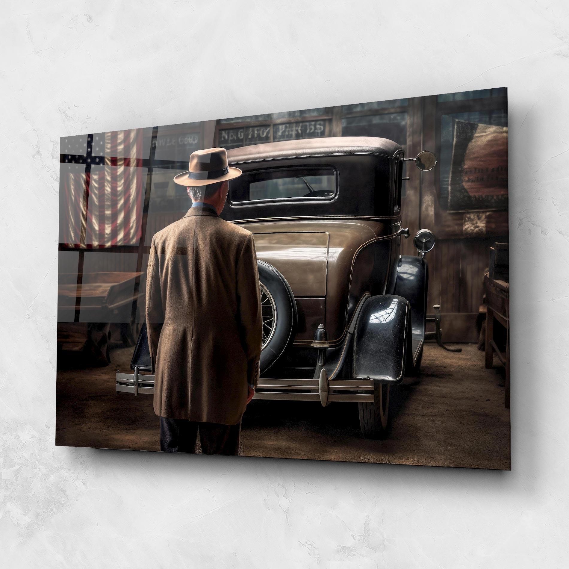 Tablou Sticla American Vintage Car mockup 1