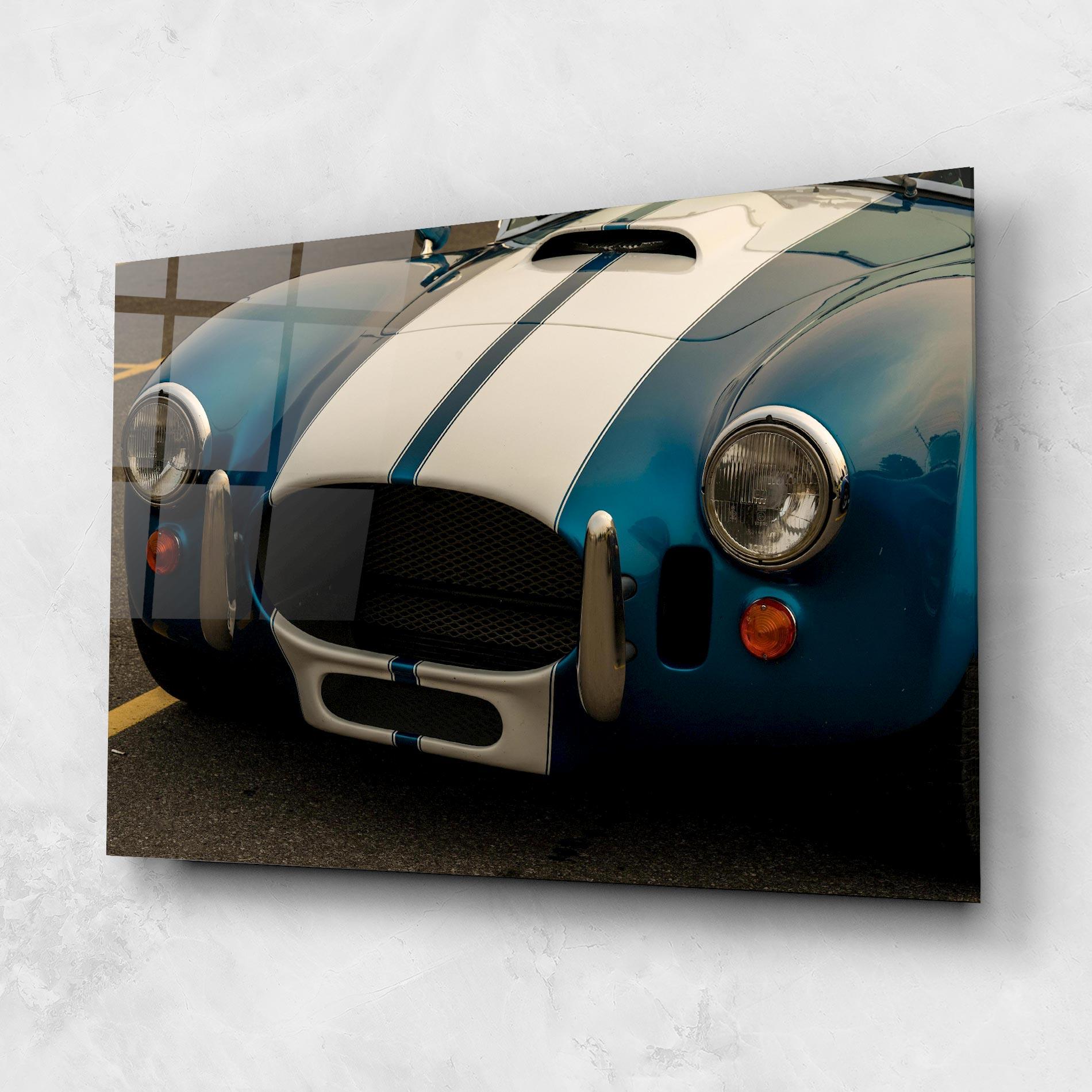 Tablou Sticla Blue Vintage Car mockup 1