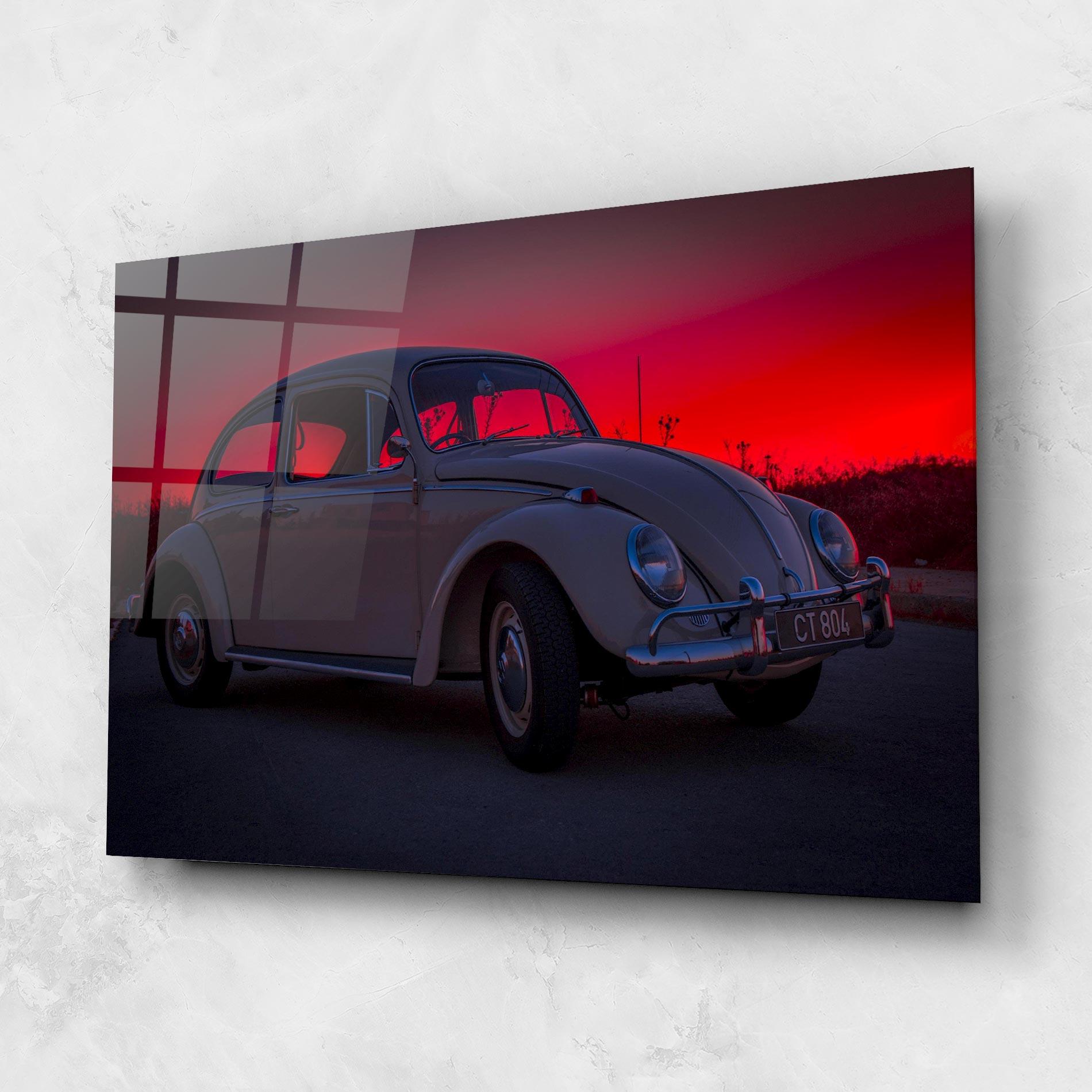 Tablou Sticla Old Car Sunset mockup 1