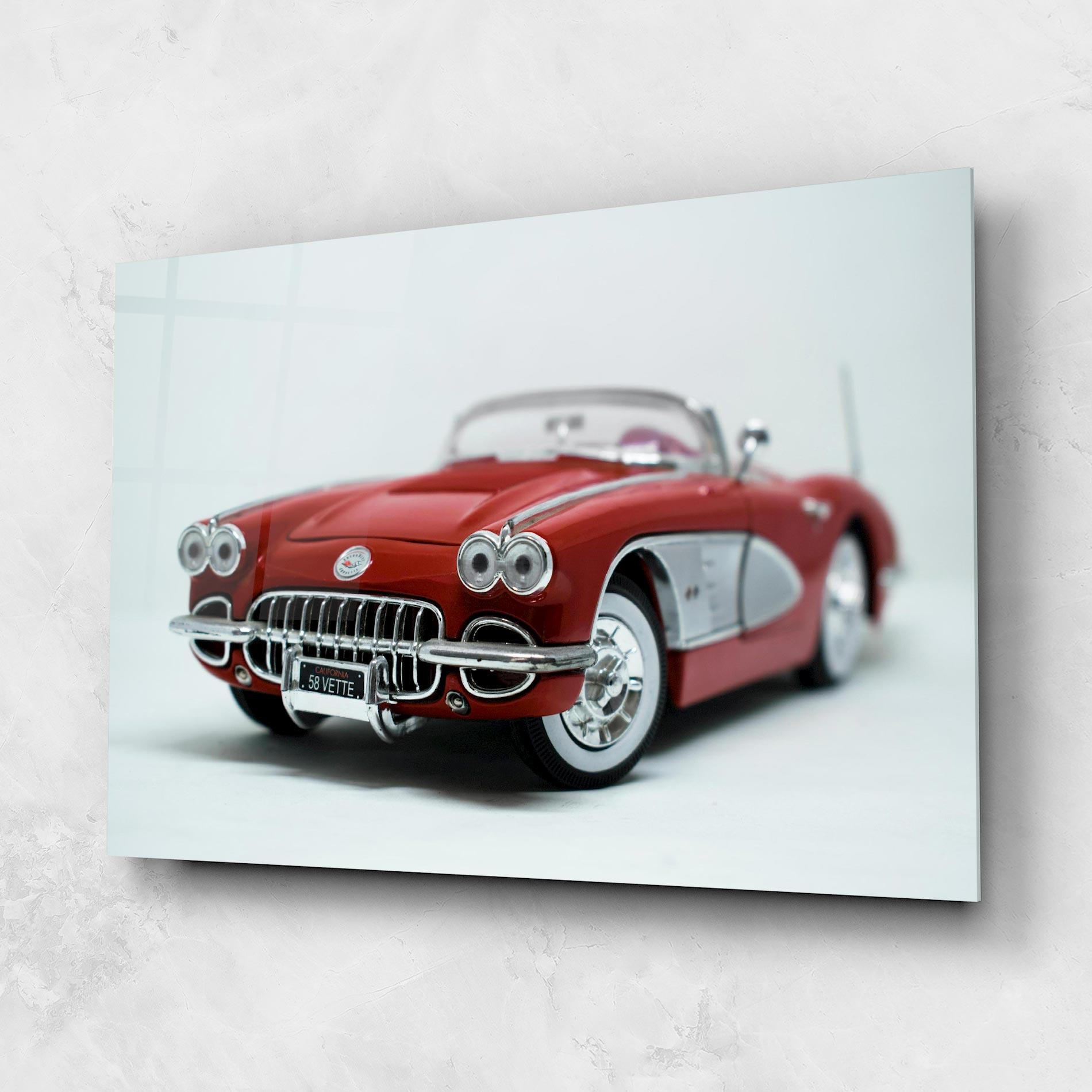 Tablou Sticla Vintage Red Car mockup 1