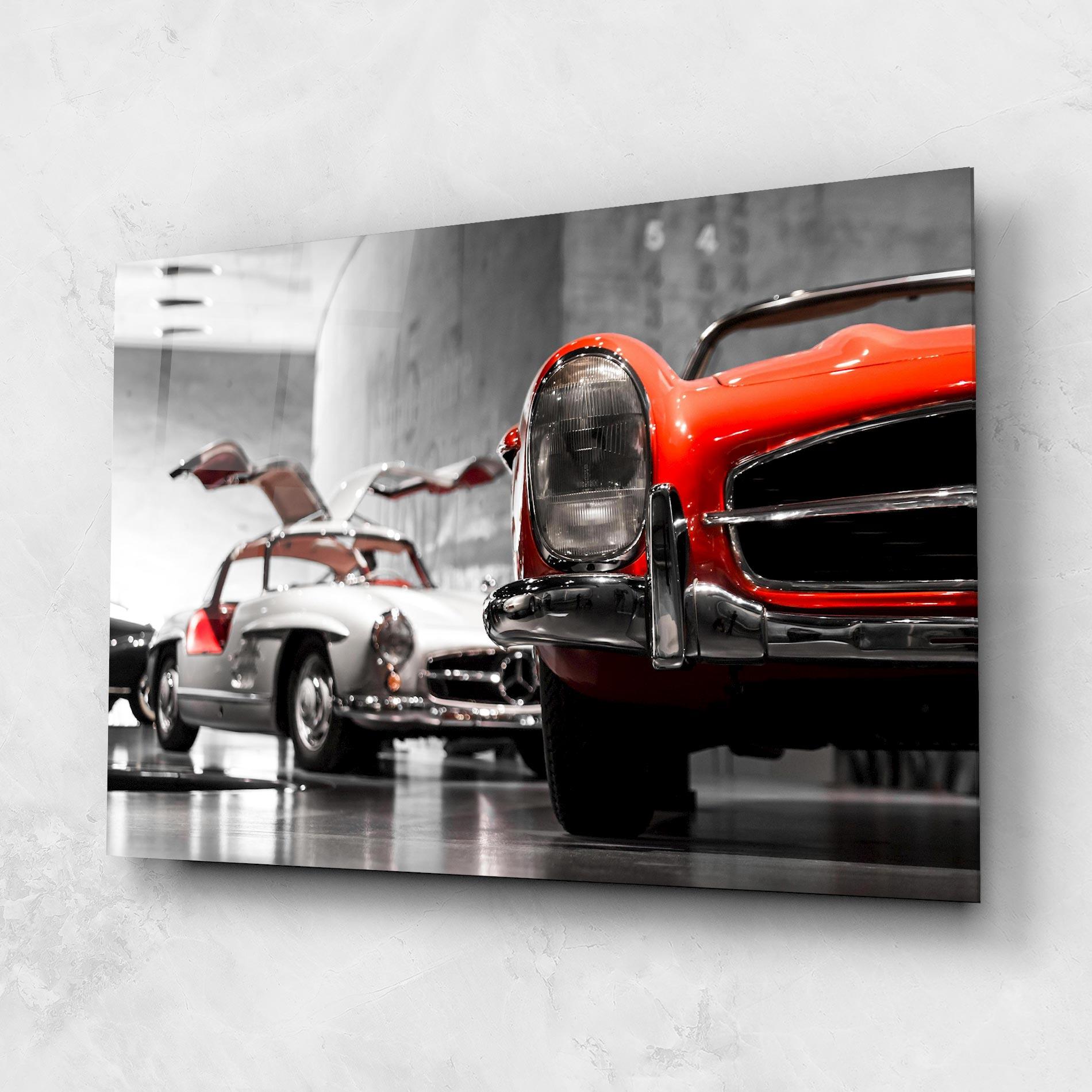 Tablou Sticla Vintage Red White mockup 1