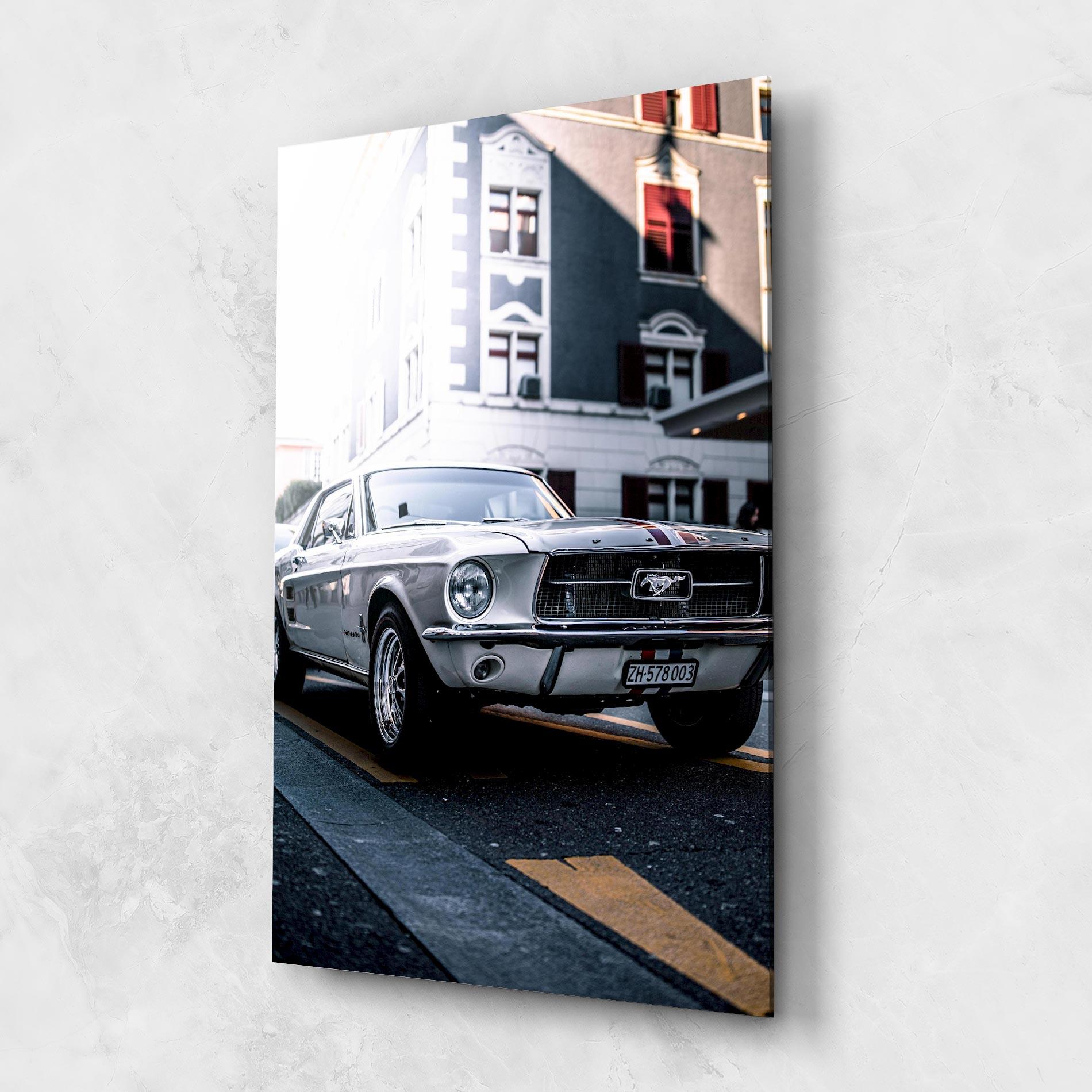 Tablou Sticla Vintage White Car mockup 1