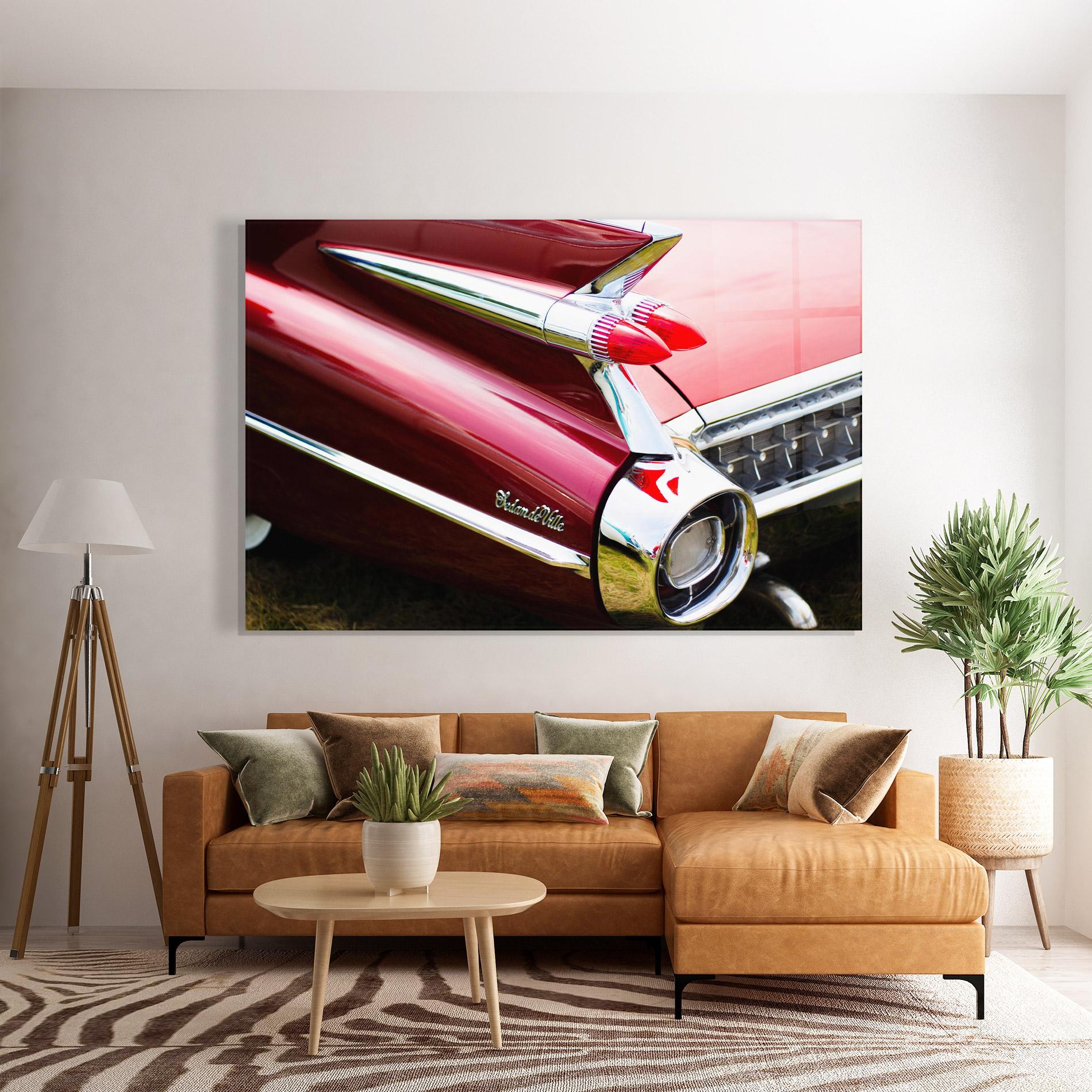 Tablou Sticla Closeup Car Red mockup 7