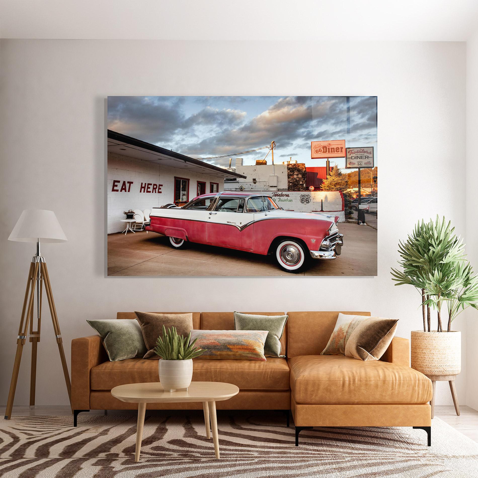 Tablou Sticla Cloud Old Car mockup 7