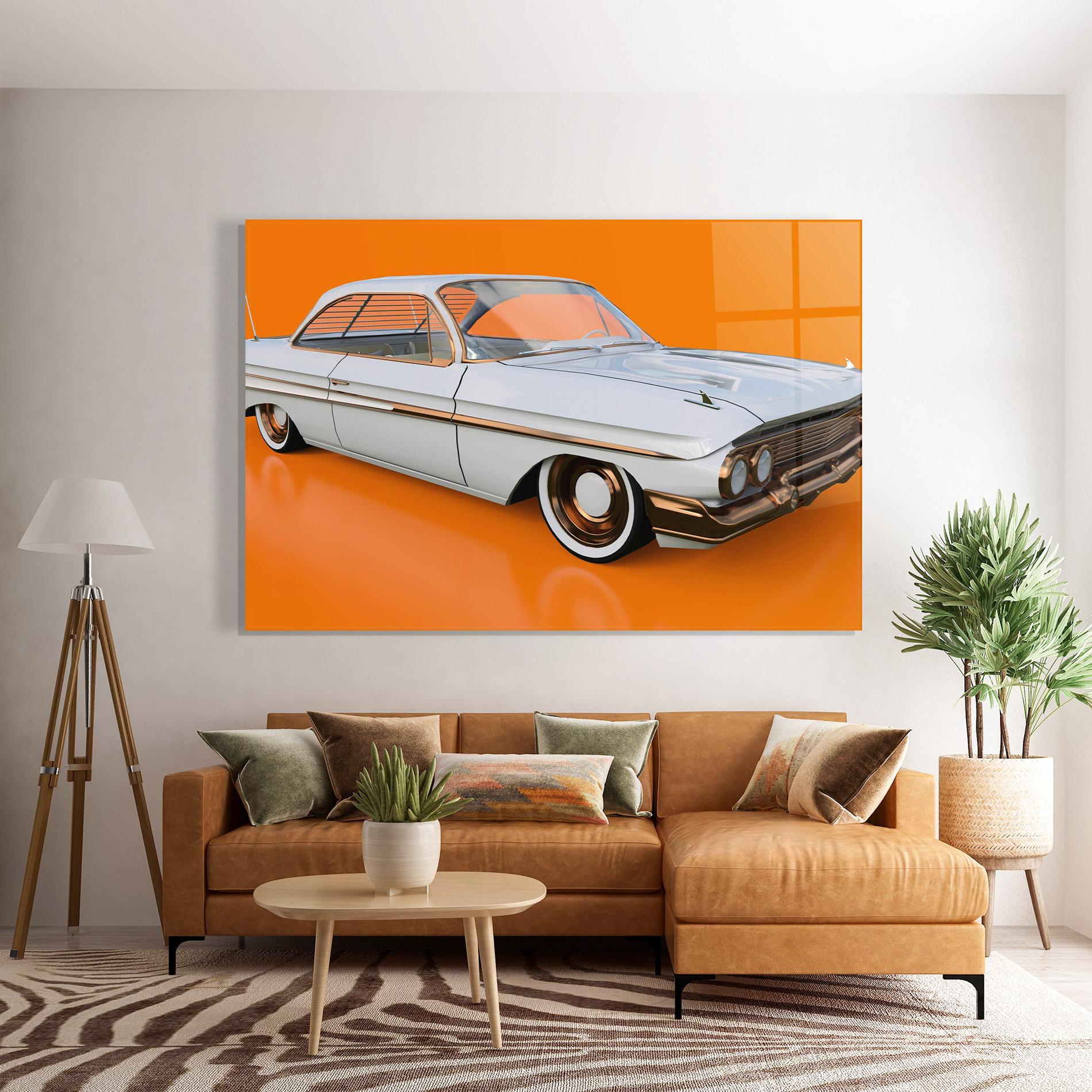 Tablou Sticla Old American Car mockup 7