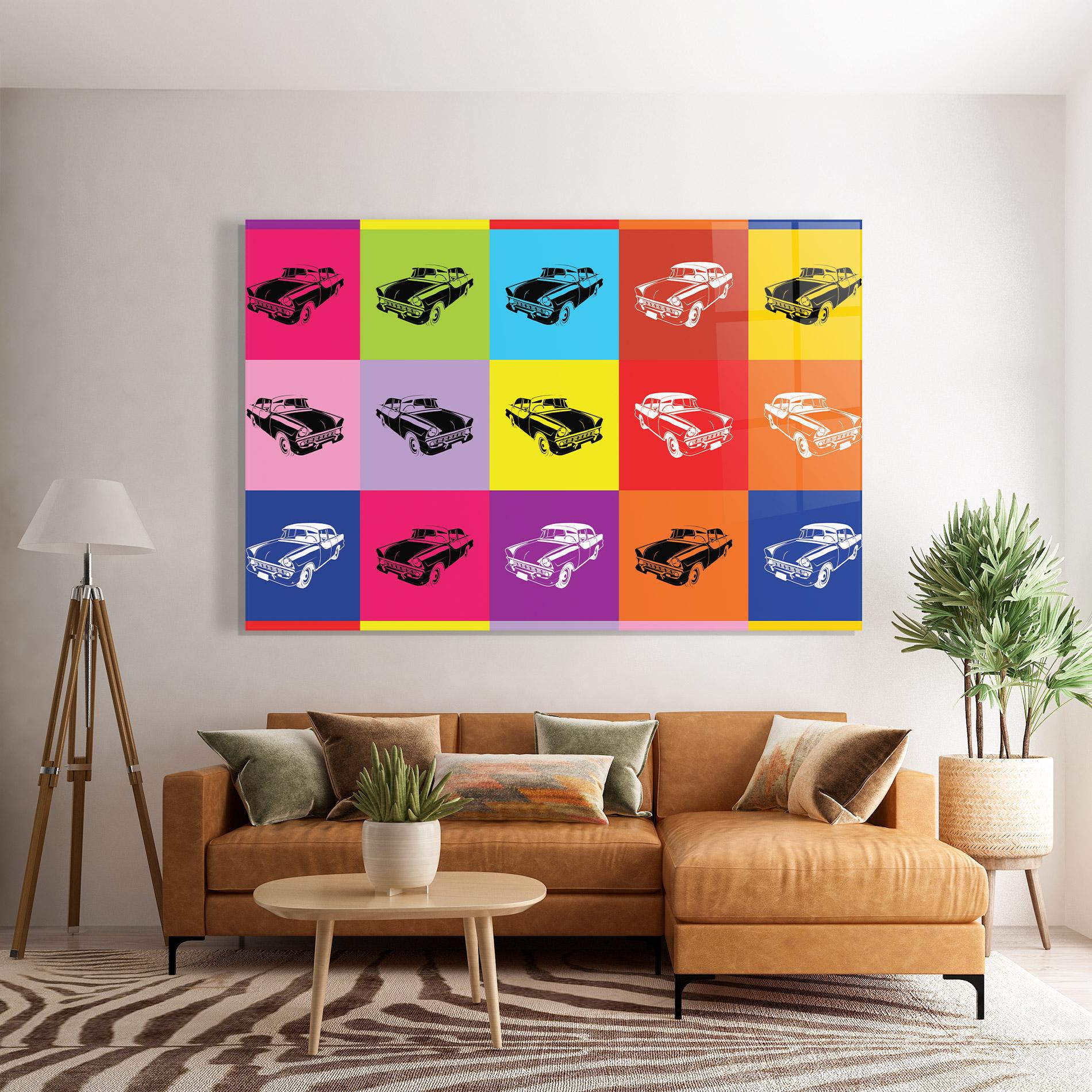 Tablou Sticla Vintage Car Mix mockup 7