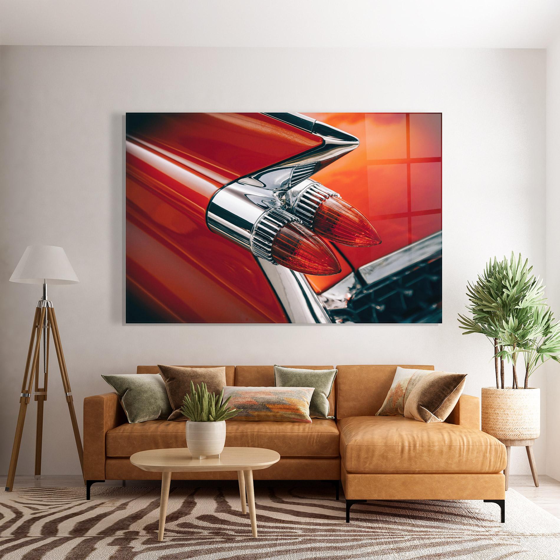 Tablou Sticla Vintage Car Red mockup 7