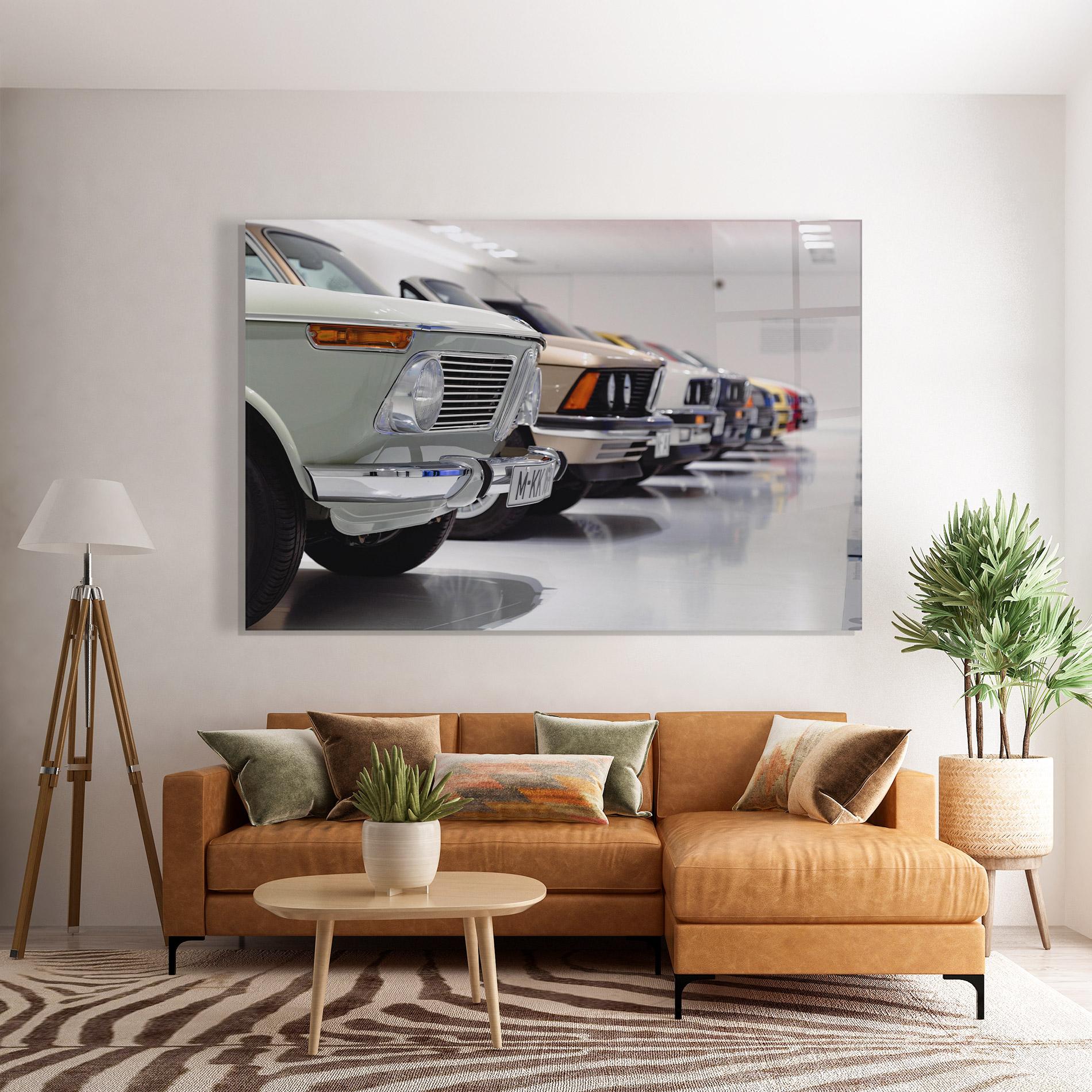Tablou Sticla Vintage Cream Cars mockup 7