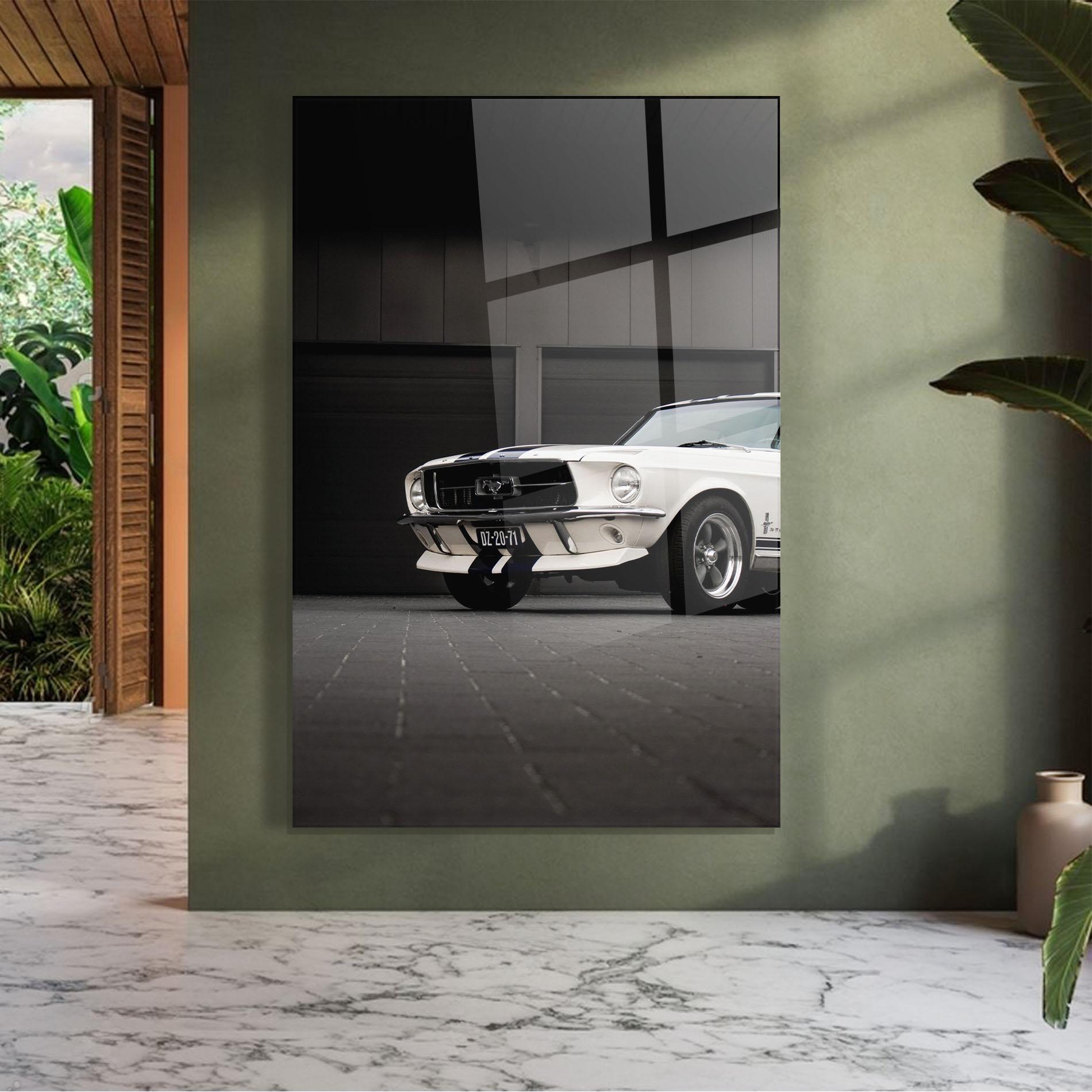 Tablou Sticla White Vintage Car mockup 7