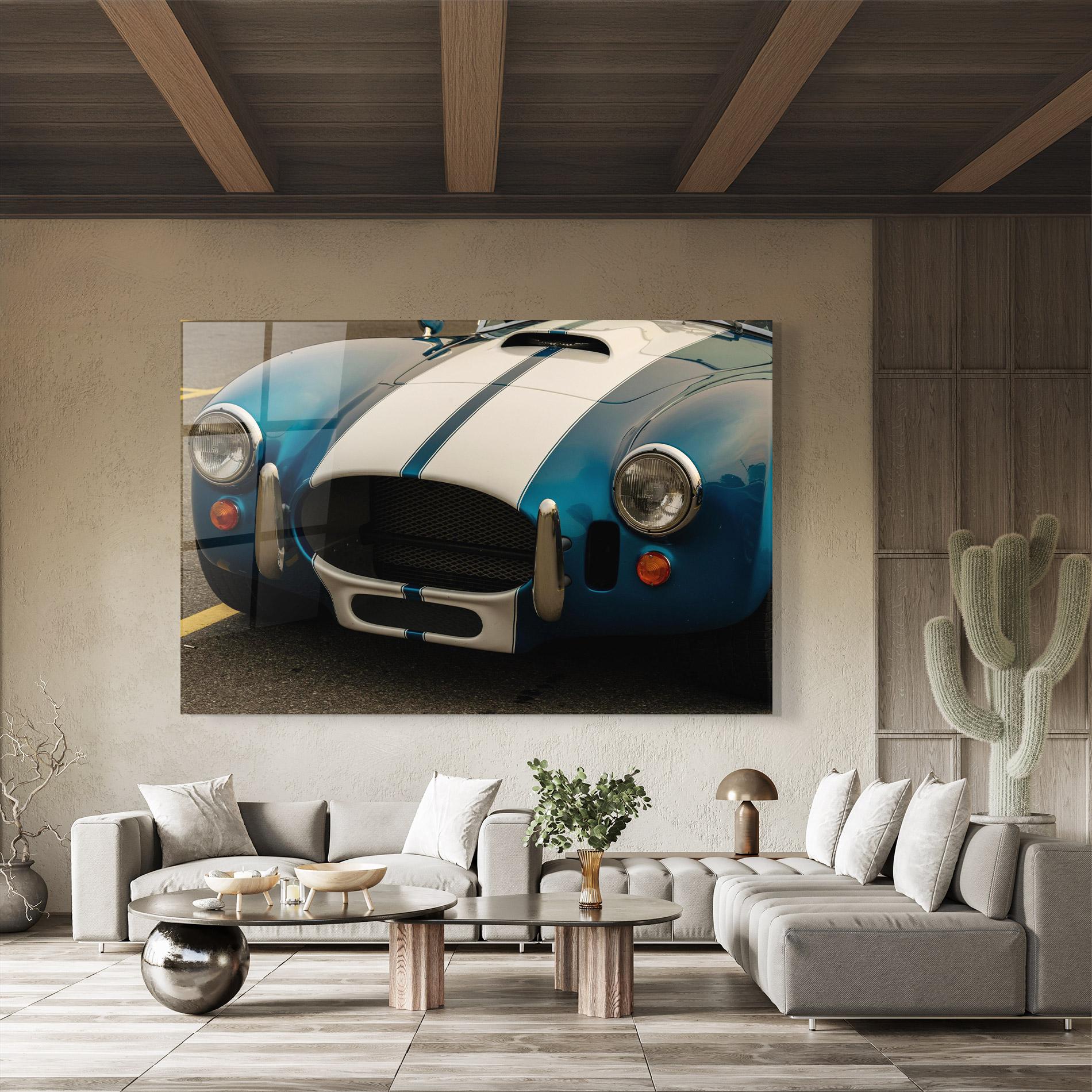 Tablou Sticla Blue Vintage Car mockup 8