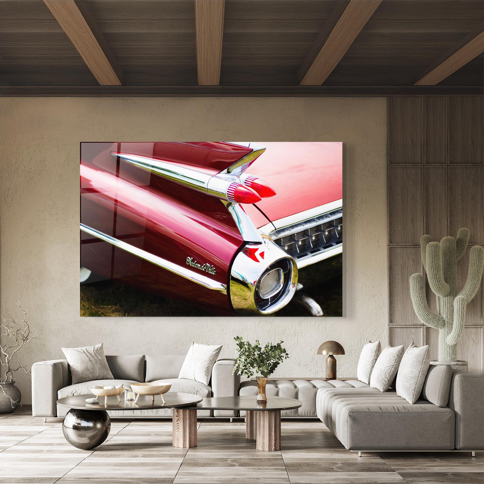 Tablou Sticla Closeup Car Red mockup 8