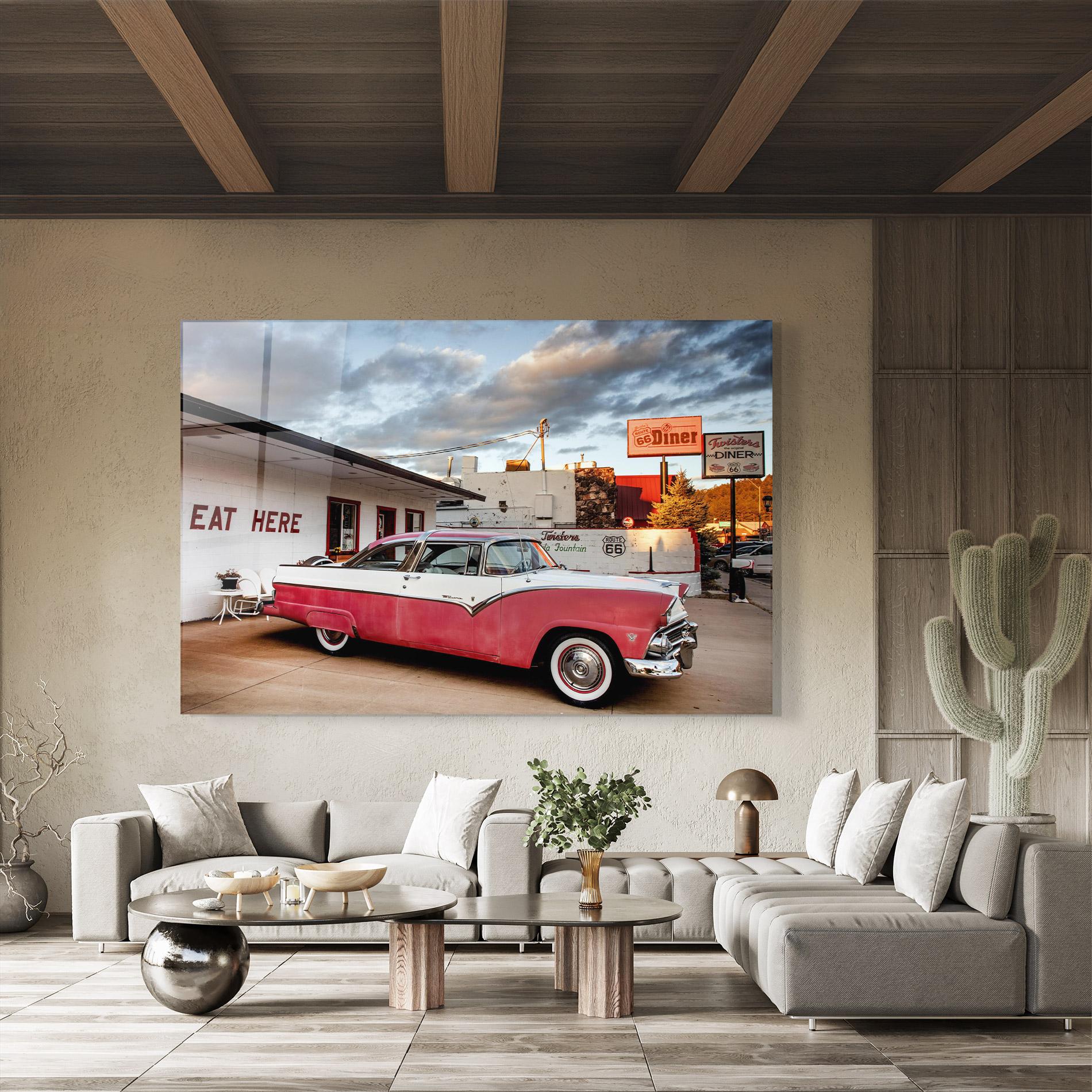 Tablou Sticla Cloud Old Car mockup 8