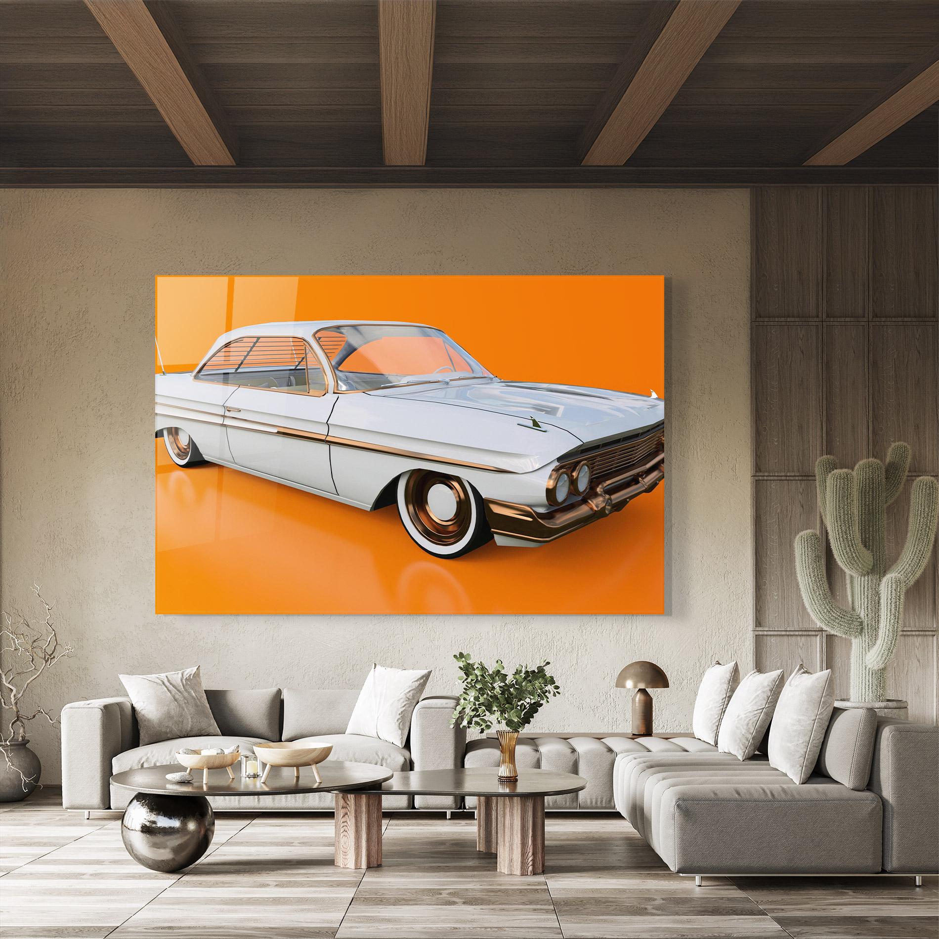 Tablou Sticla Old American Car mockup 8