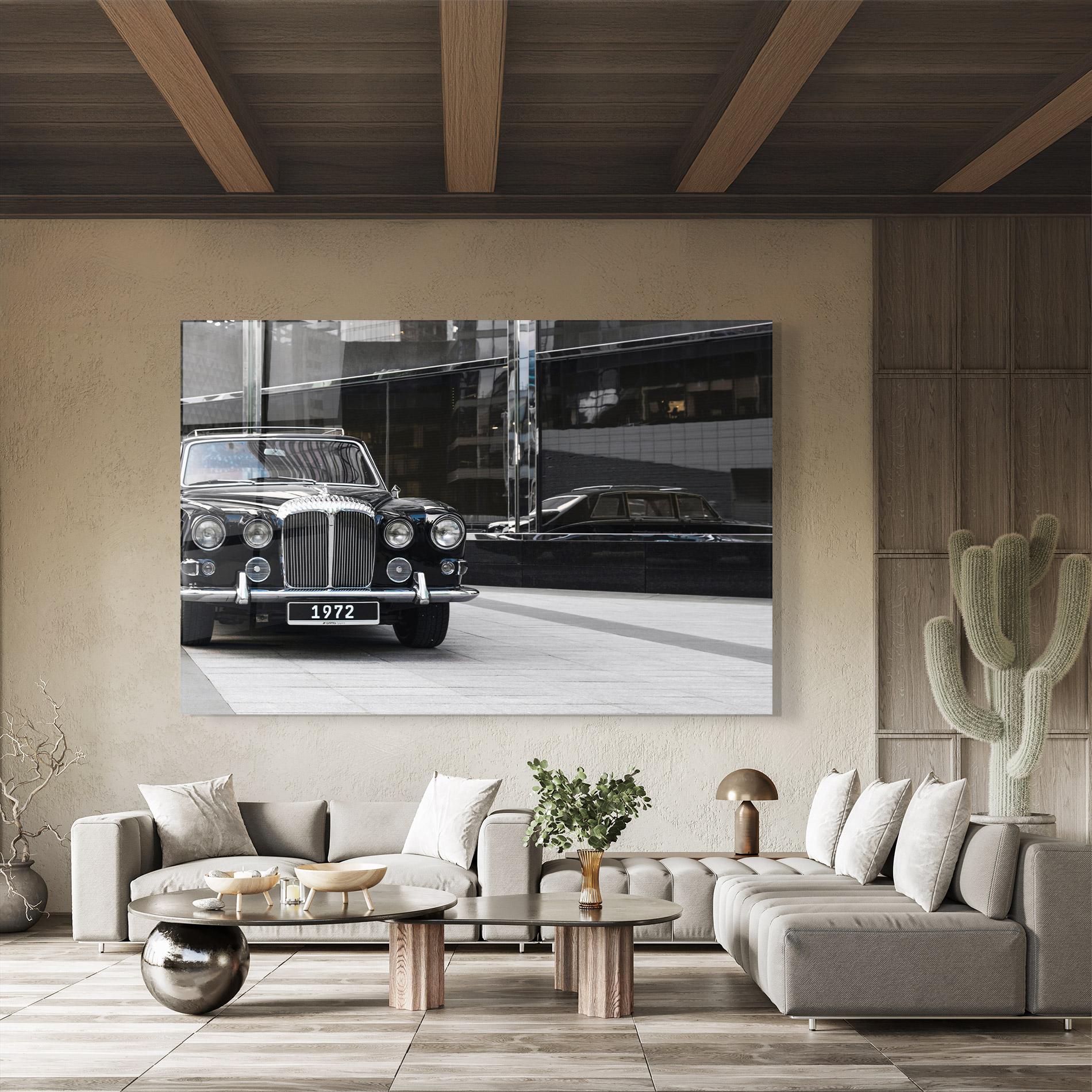 Tablou Sticla Vintage Black Car mockup 8